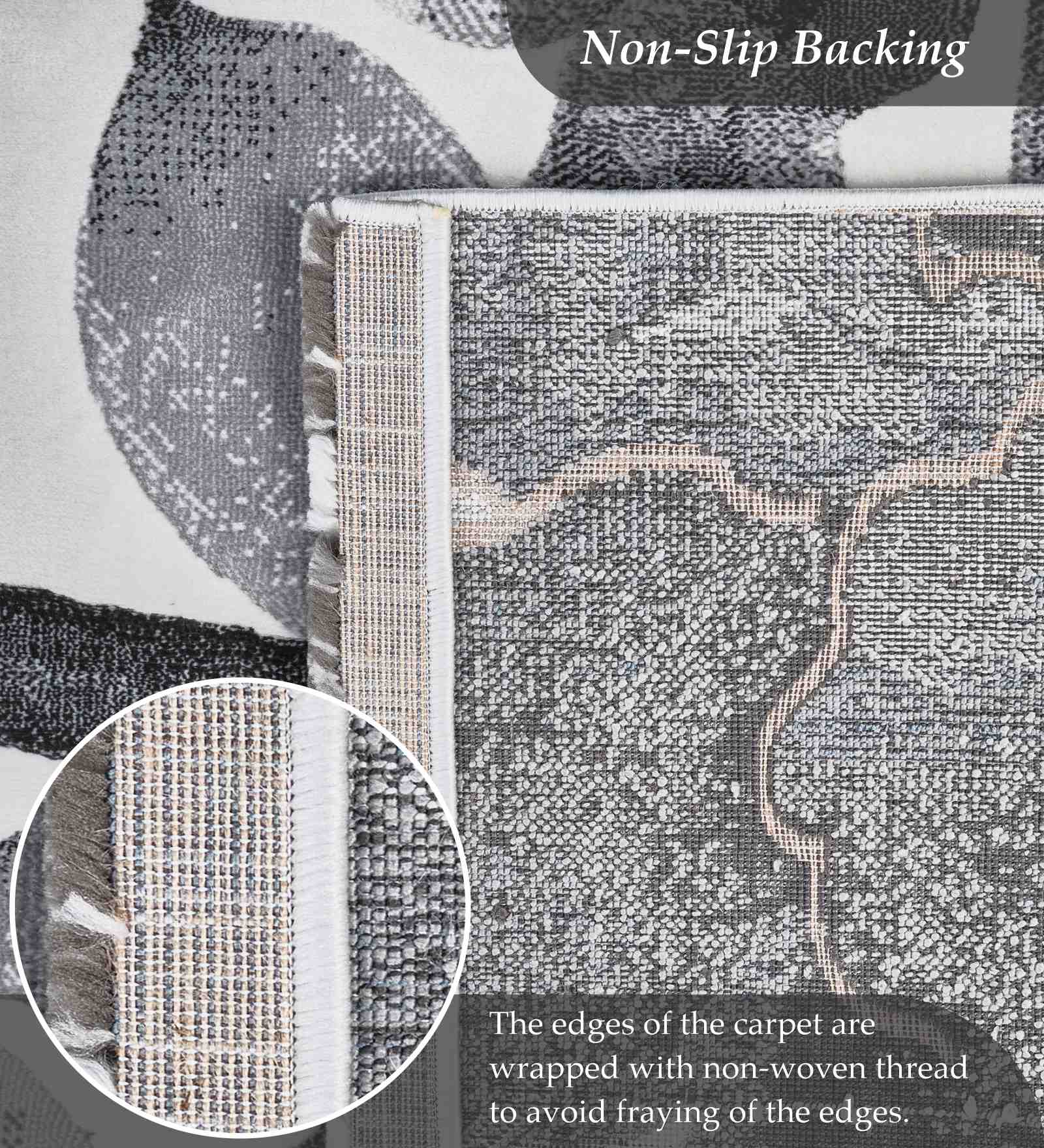 Alan Polypropylene Floral Runner D.Grey and Cream