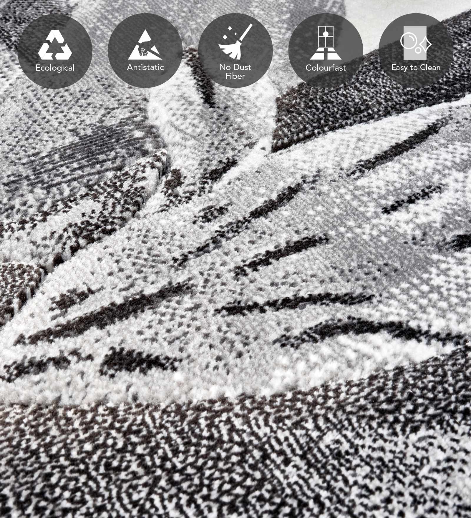 Alan Polypropylene Floral Runner D.Grey and Cream