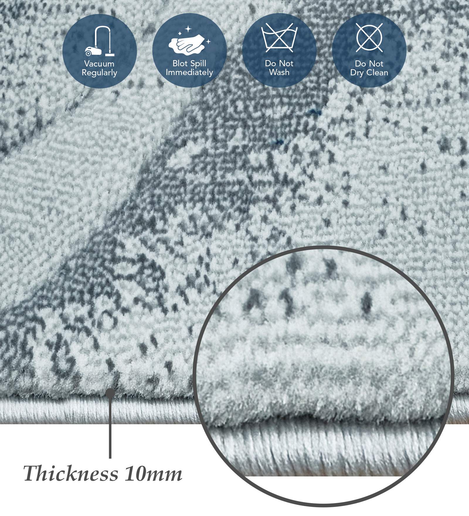 Alan Polypropylene Floral Runner Blue and L.Grey