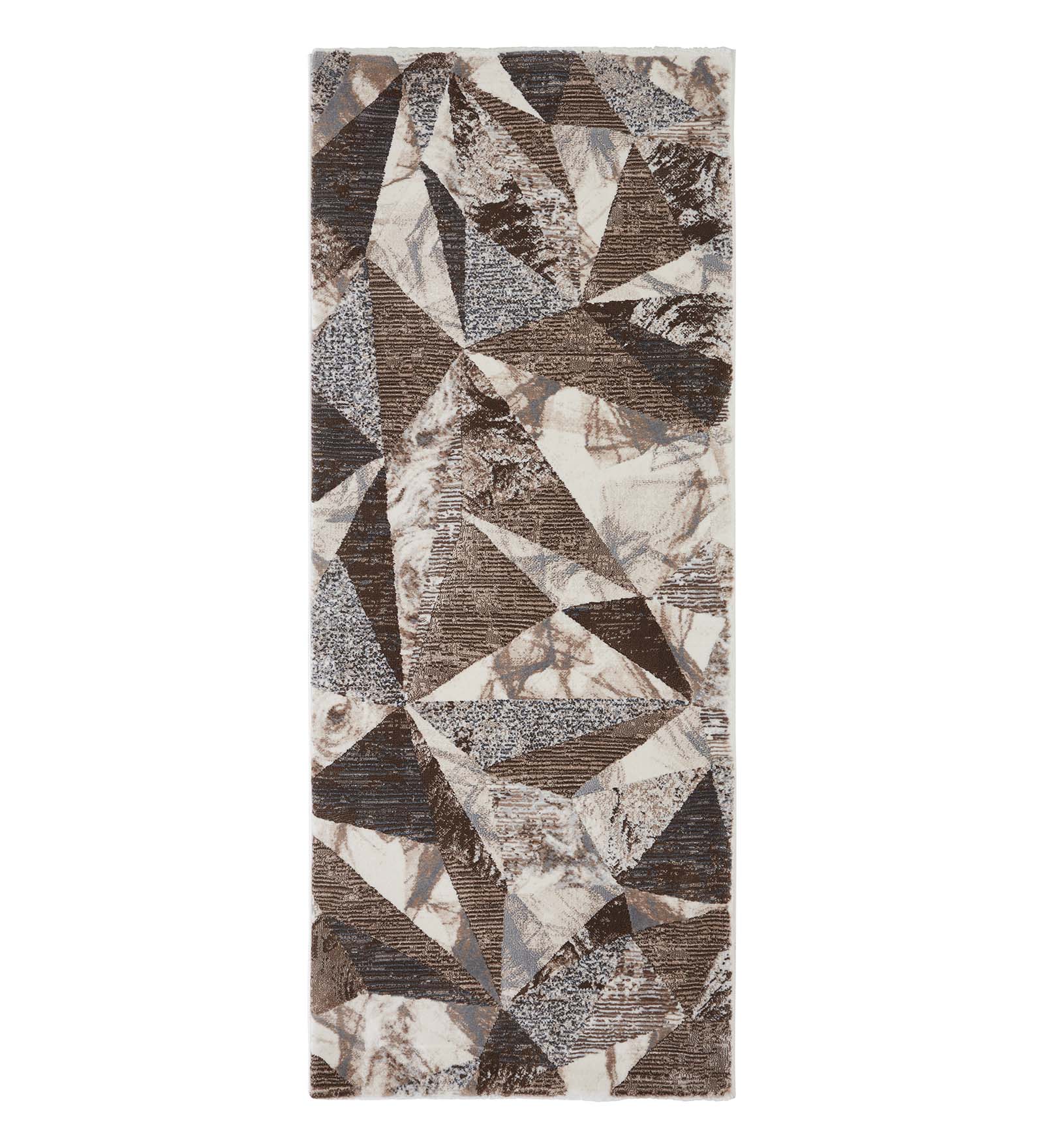 Alan Polypropylene Geometric Runner Brown and Grey