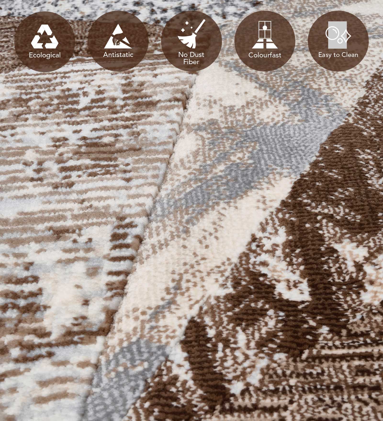 Alan Polypropylene Geometric Runner Brown and Grey