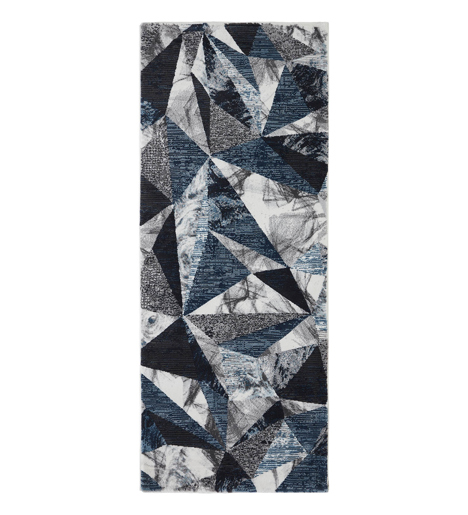 Alan Polypropylene Geometric Runner Blue and Cream