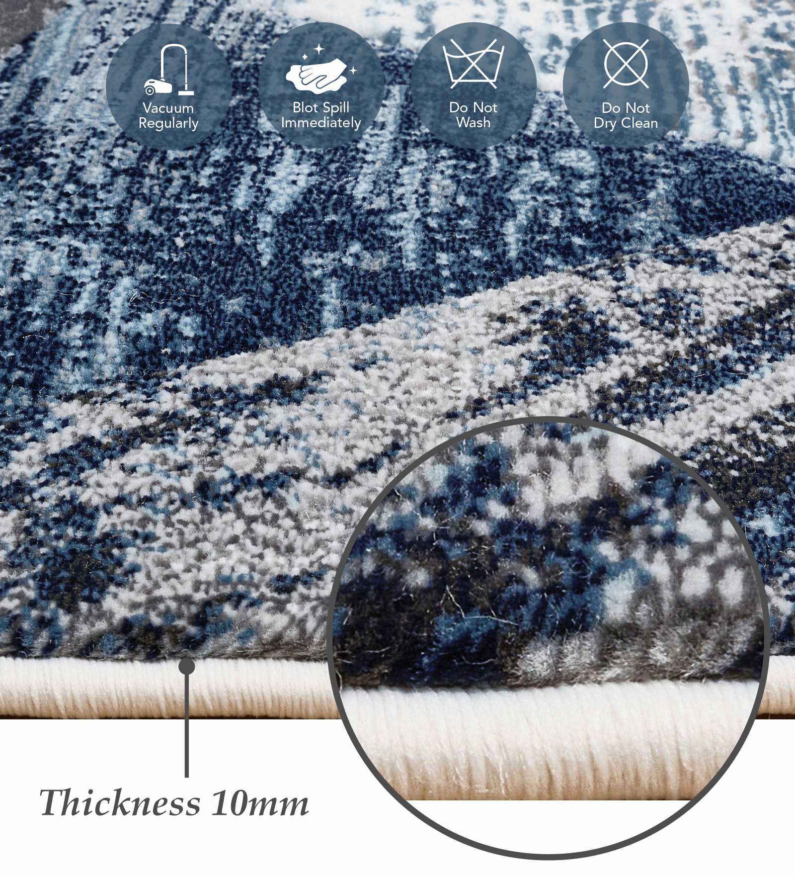 Alan Polypropylene Geometric Runner Blue and Cream