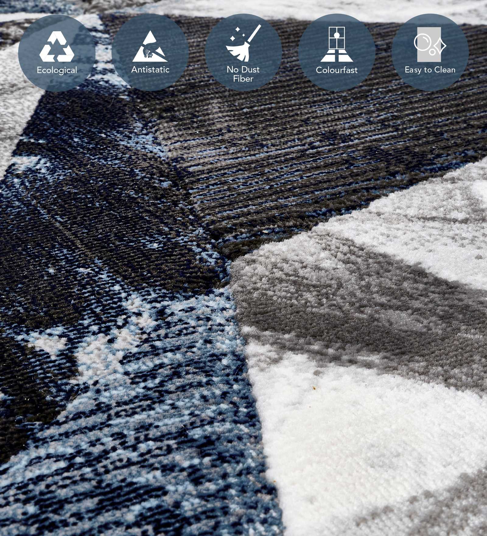 Alan Polypropylene Geometric Runner Blue and Cream