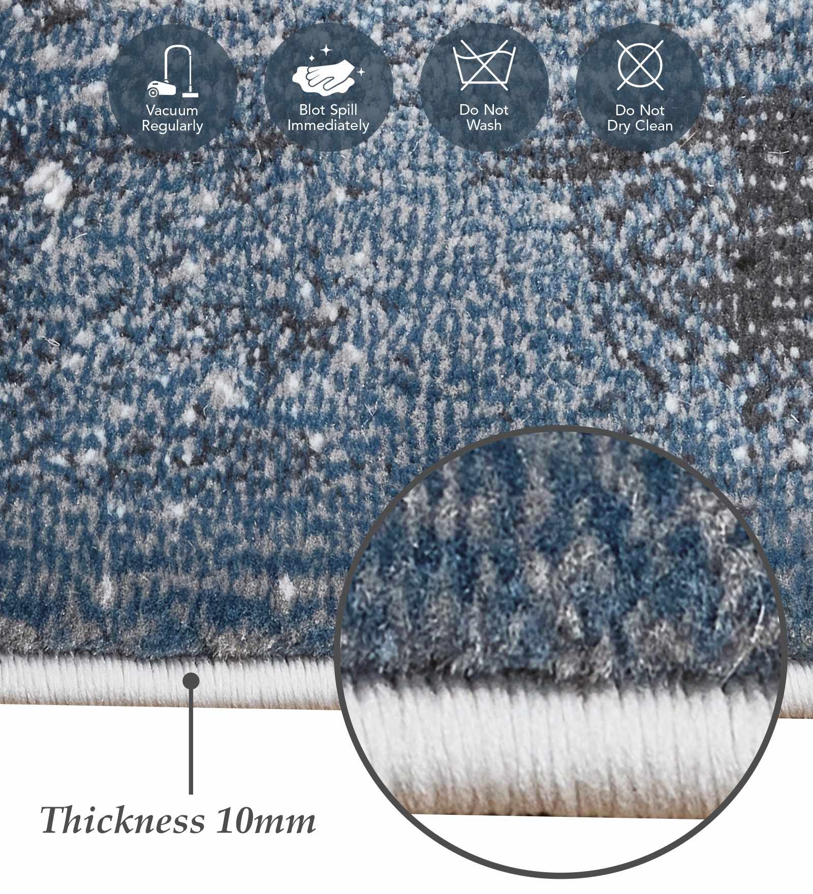 Alan Polypropylene Abstract Runner Blue and Grey