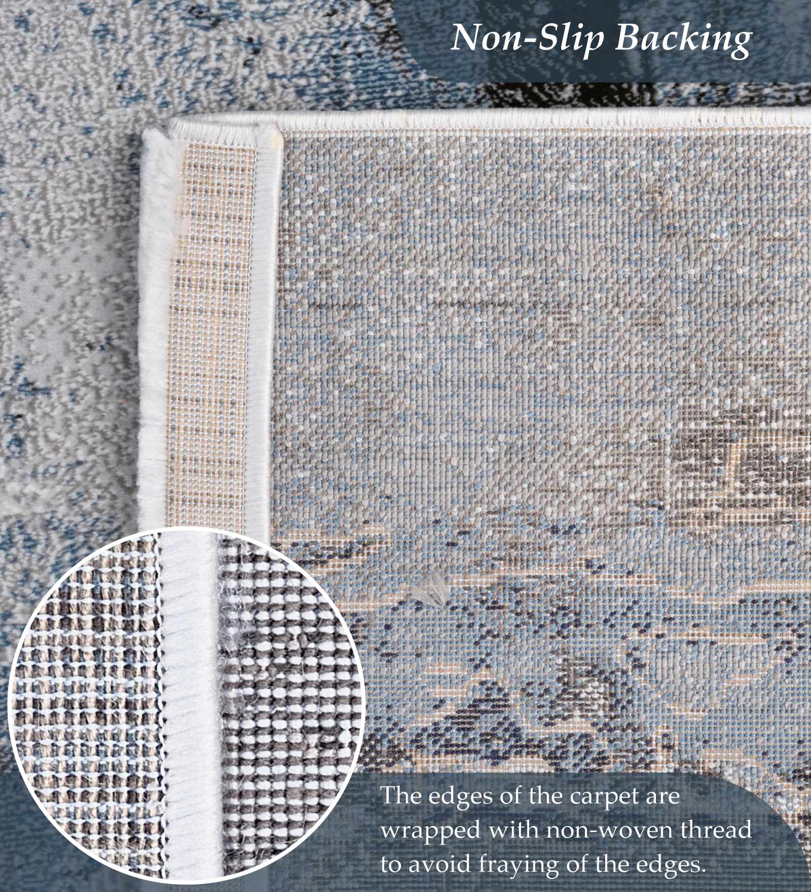 Alan Polypropylene Abstract Runner Blue and Grey