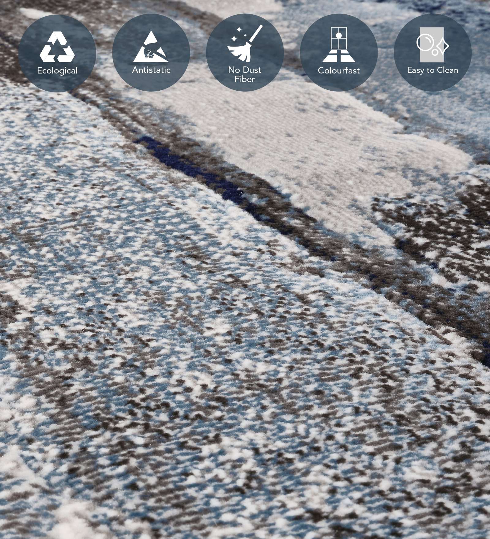 Alan Polypropylene Abstract Runner Blue and Grey