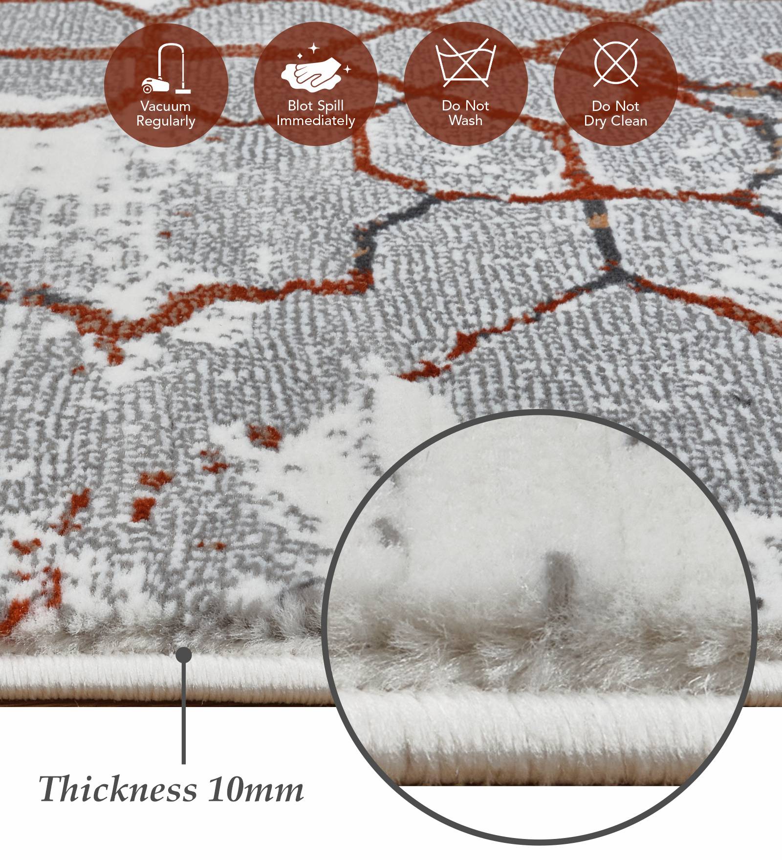 Alan Polypropylene Neo Classical Runner Grey and Rust