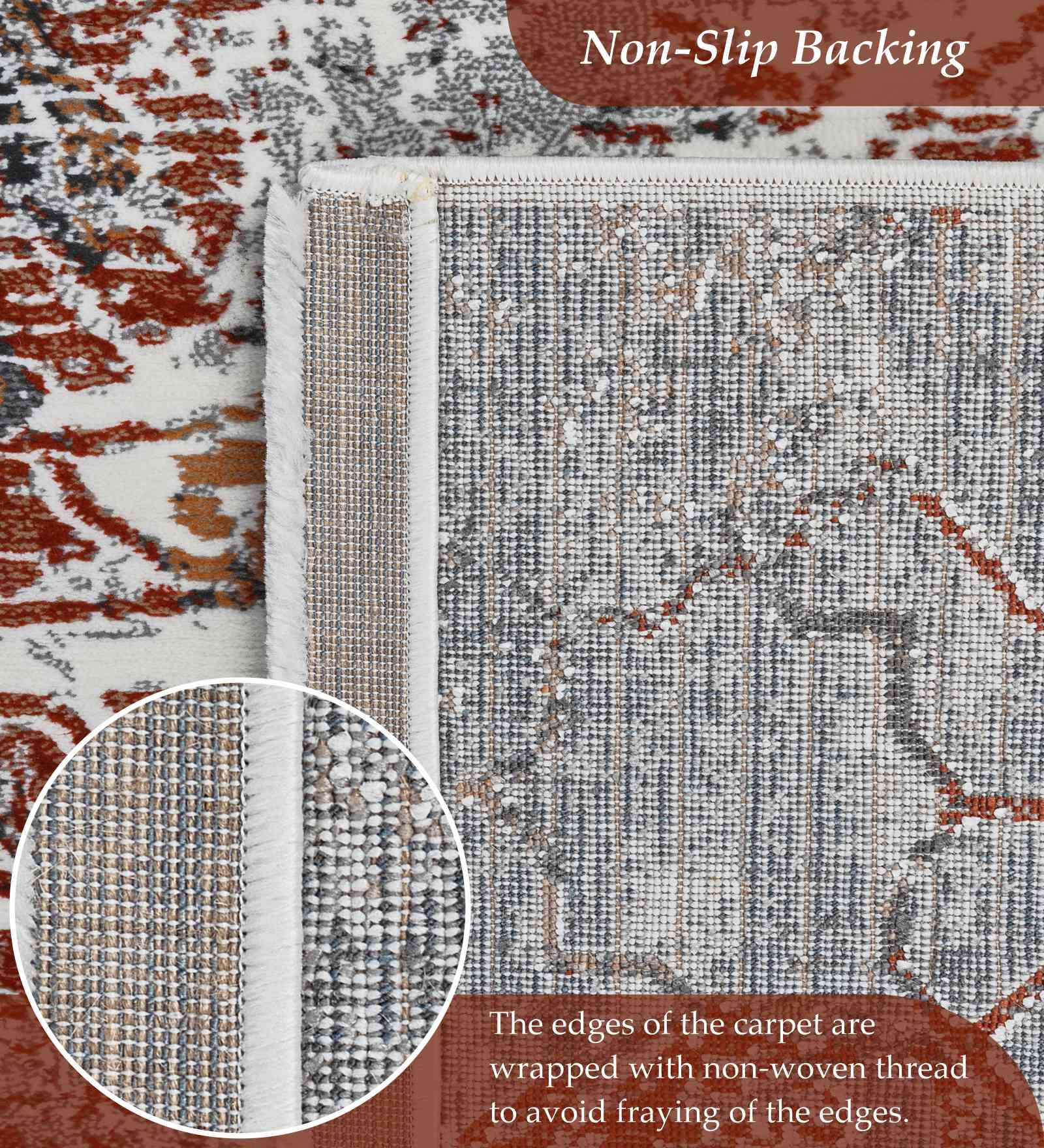 Alan Polypropylene Neo Classical Runner Grey and Rust