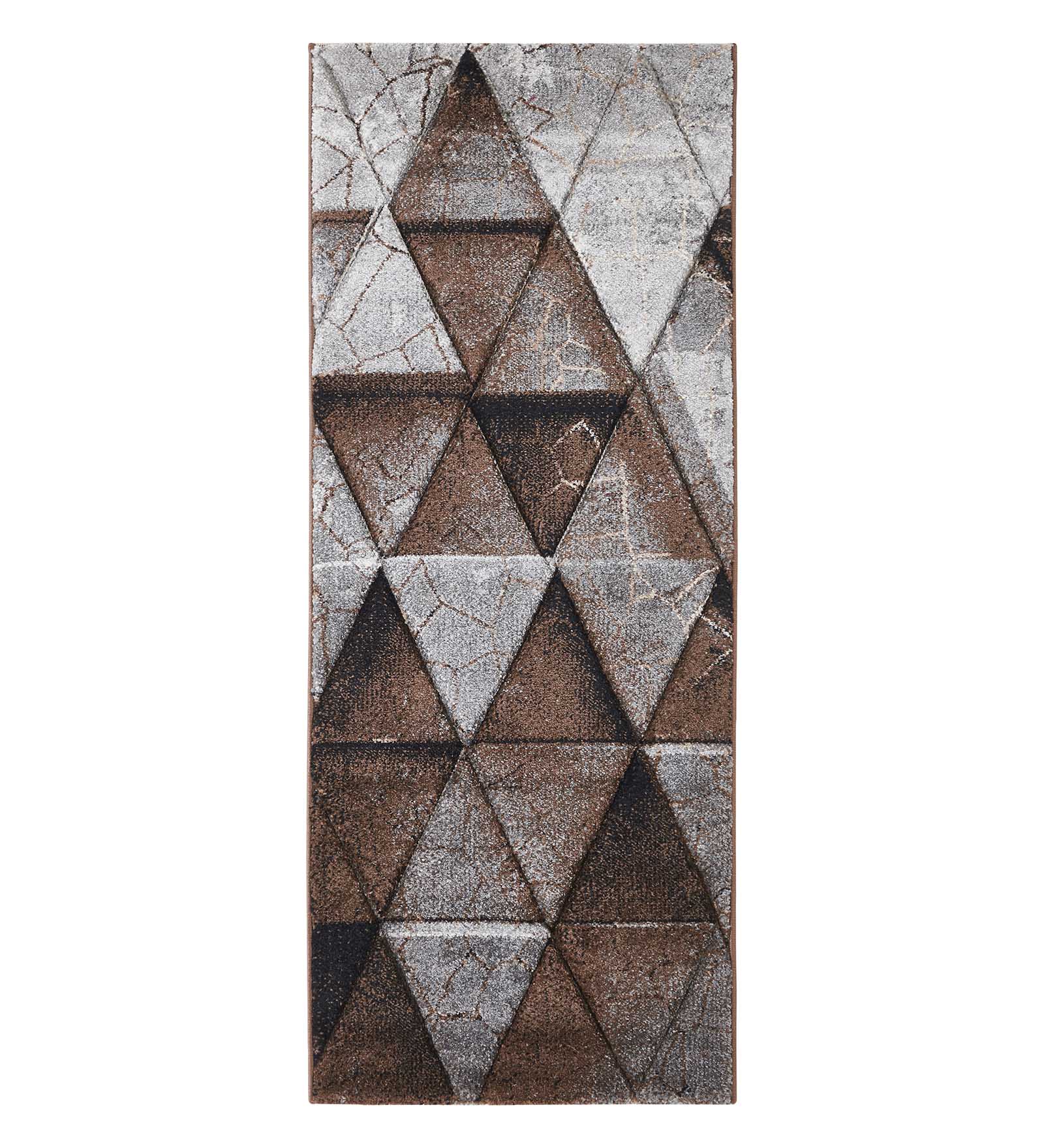 Diamond Polypropylene Geometric Runner Grey and Brown