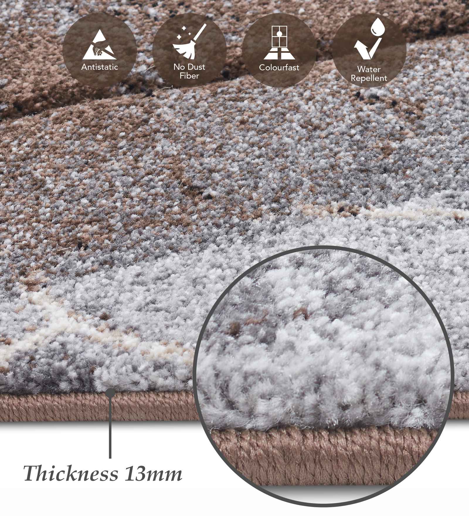 Diamond Polypropylene Geometric Runner Grey and Brown