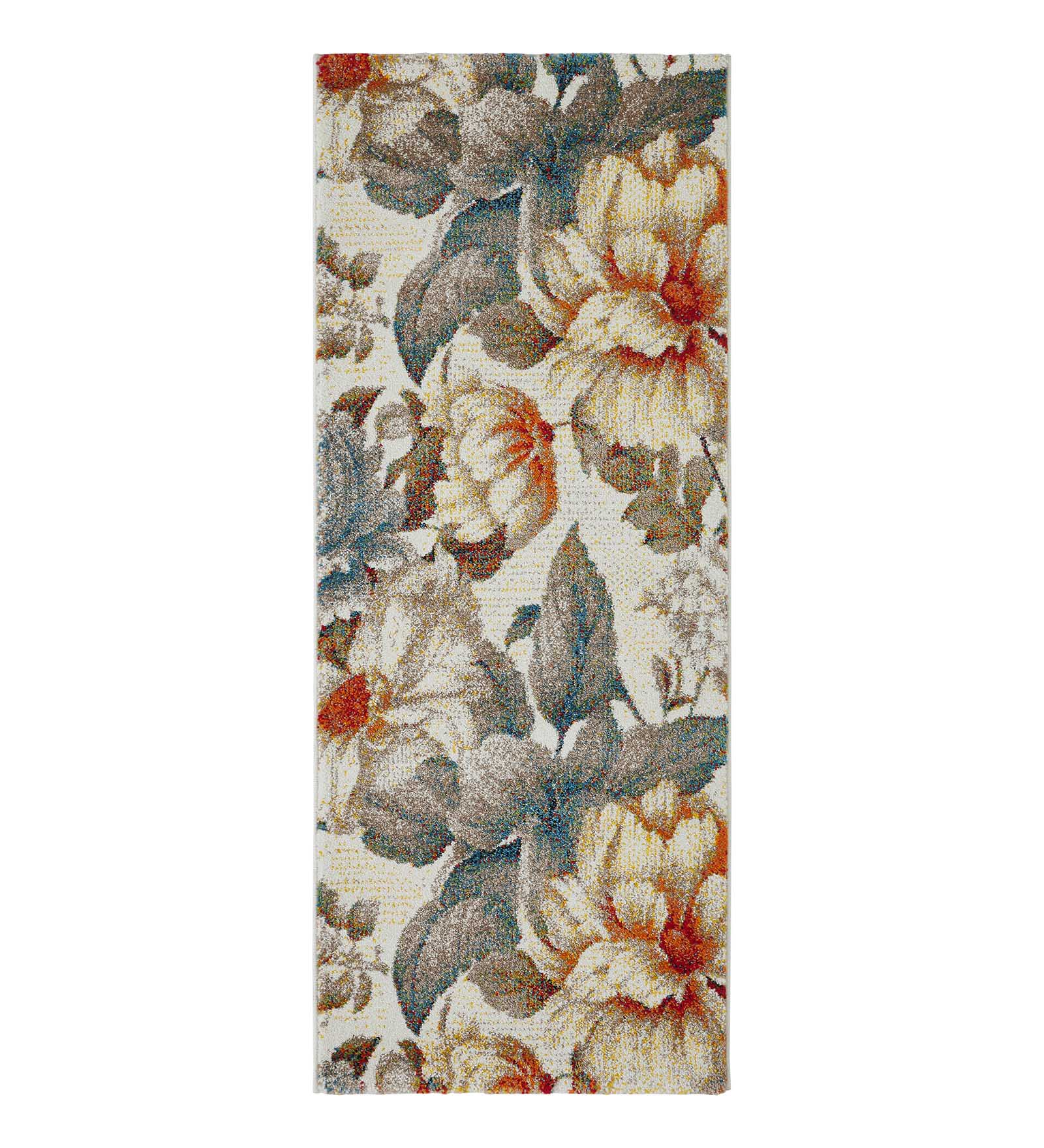 Diamond Floral Machine Made Runner Cream and Rust