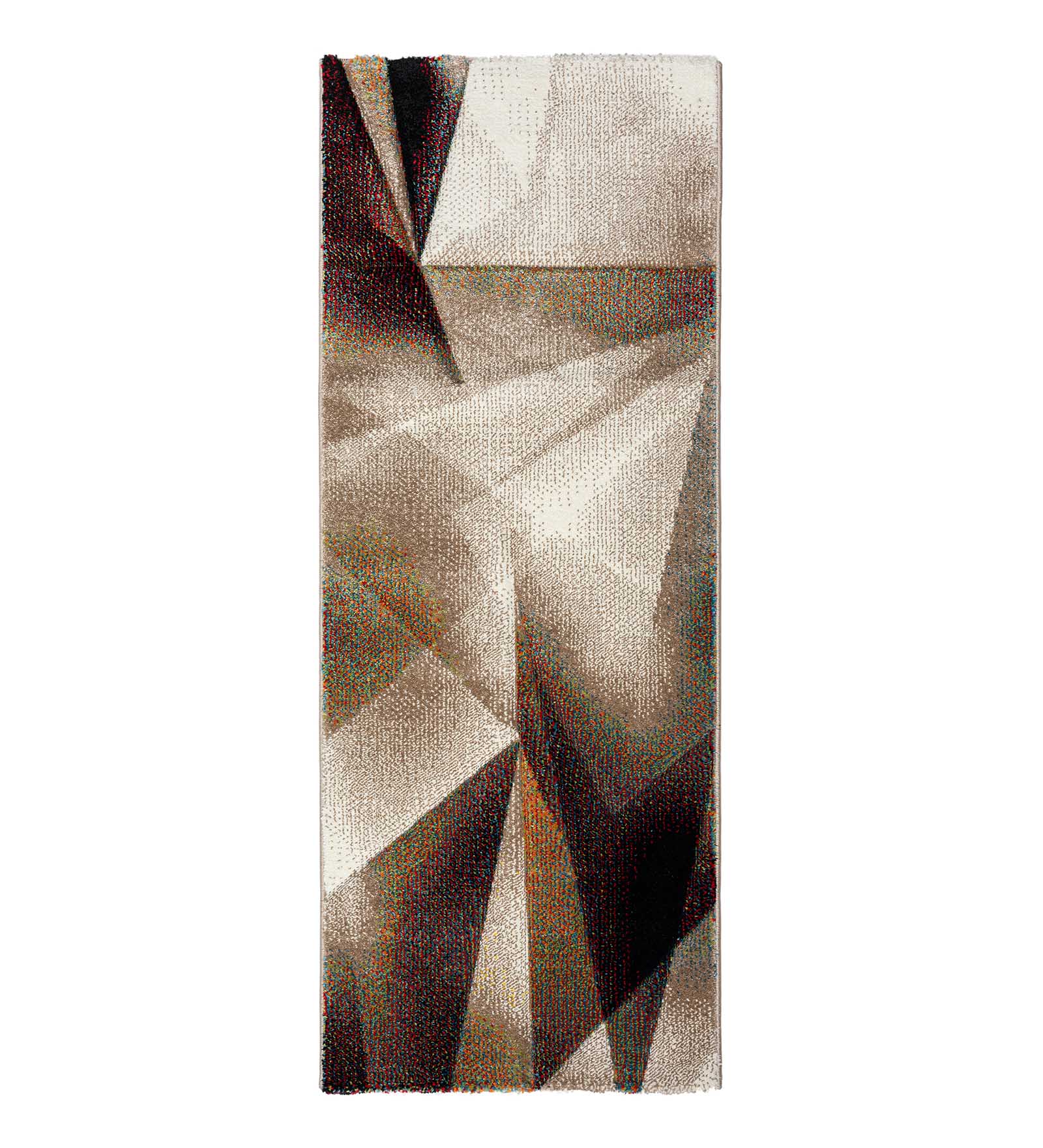 Diamond Abstract Bedside Runner Brown Beige