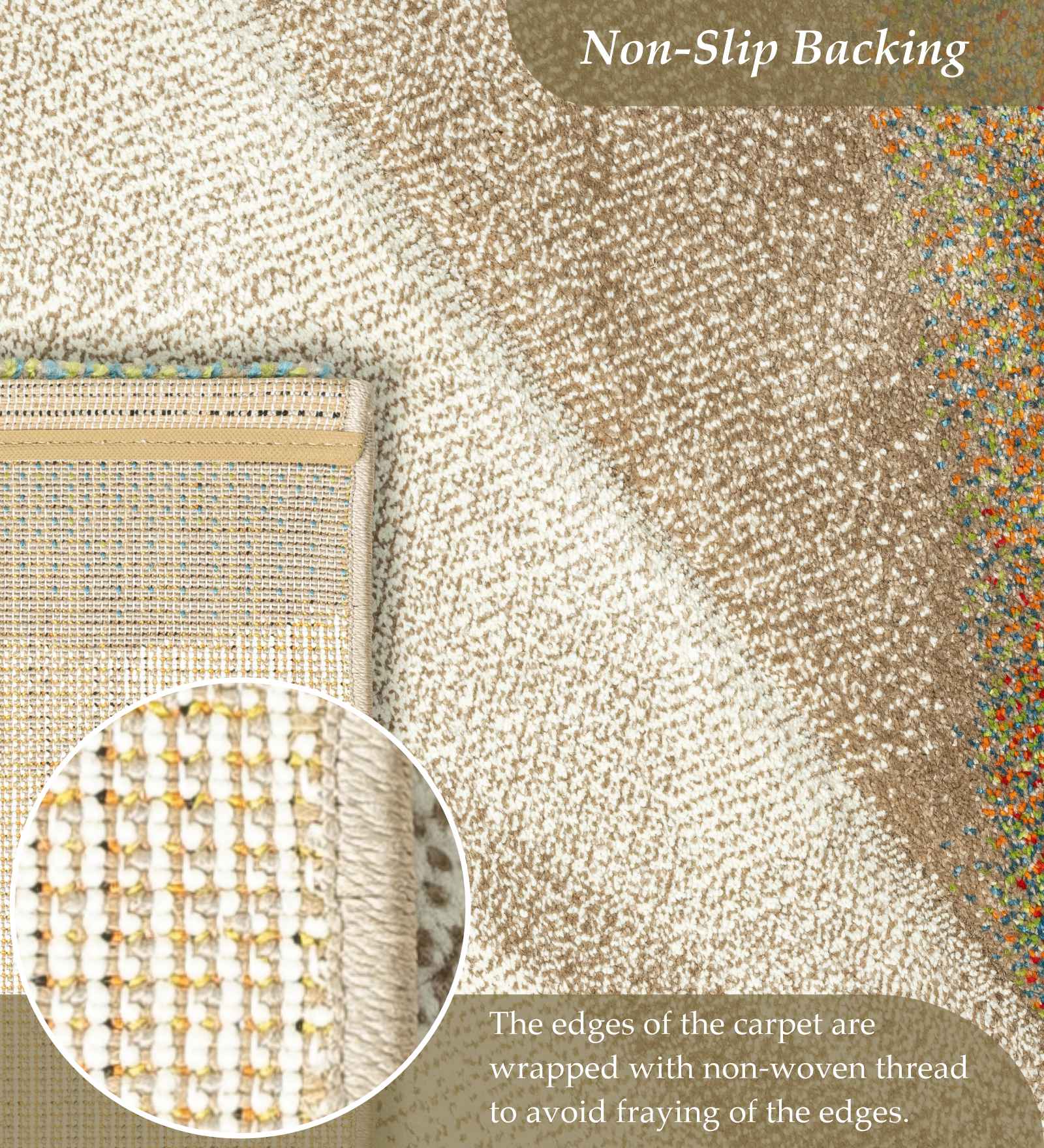 Diamond Abstract Bedside Runner Brown Beige
