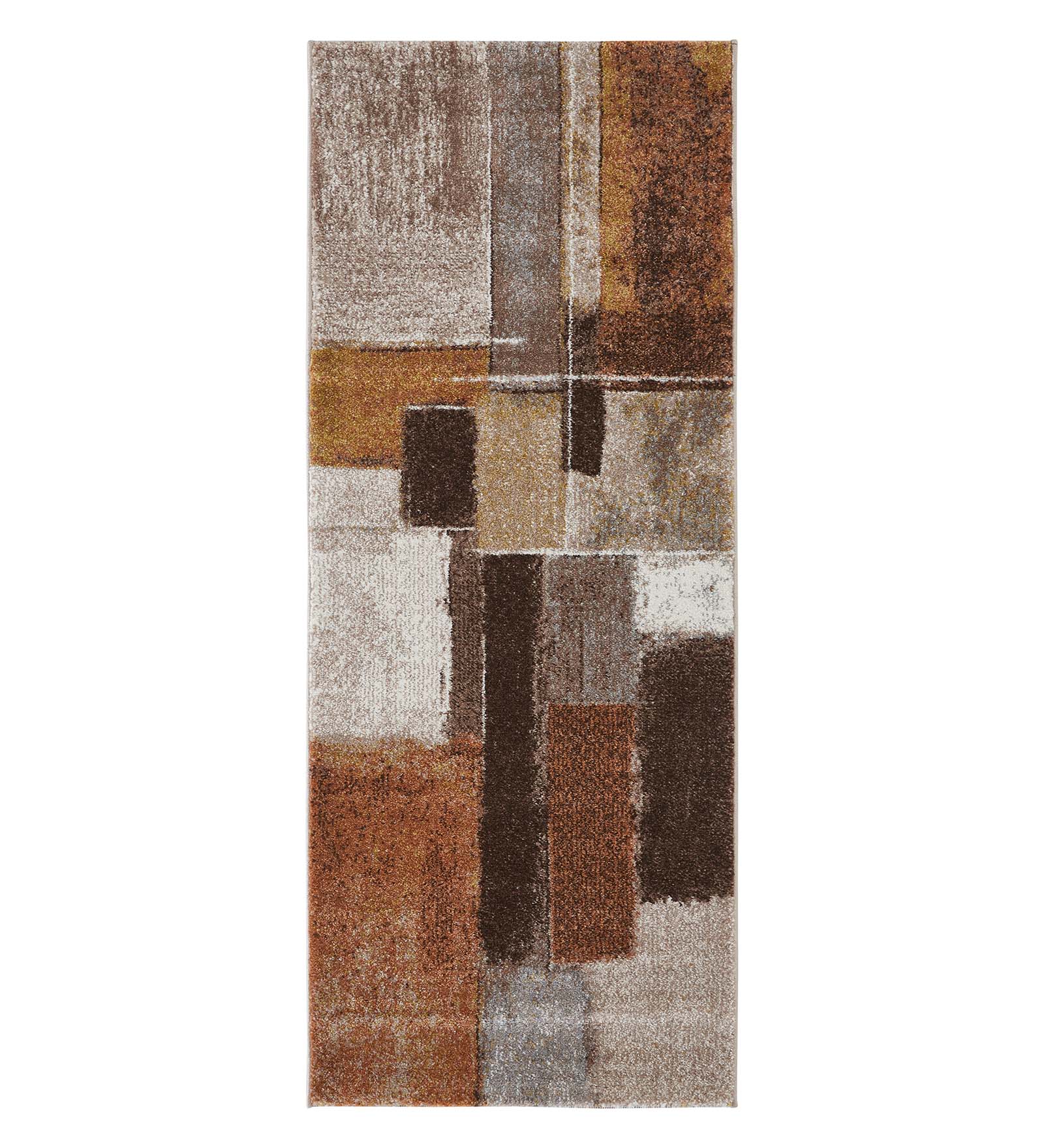 Diamond Polypropylene Abstract Runner Brown and Cream