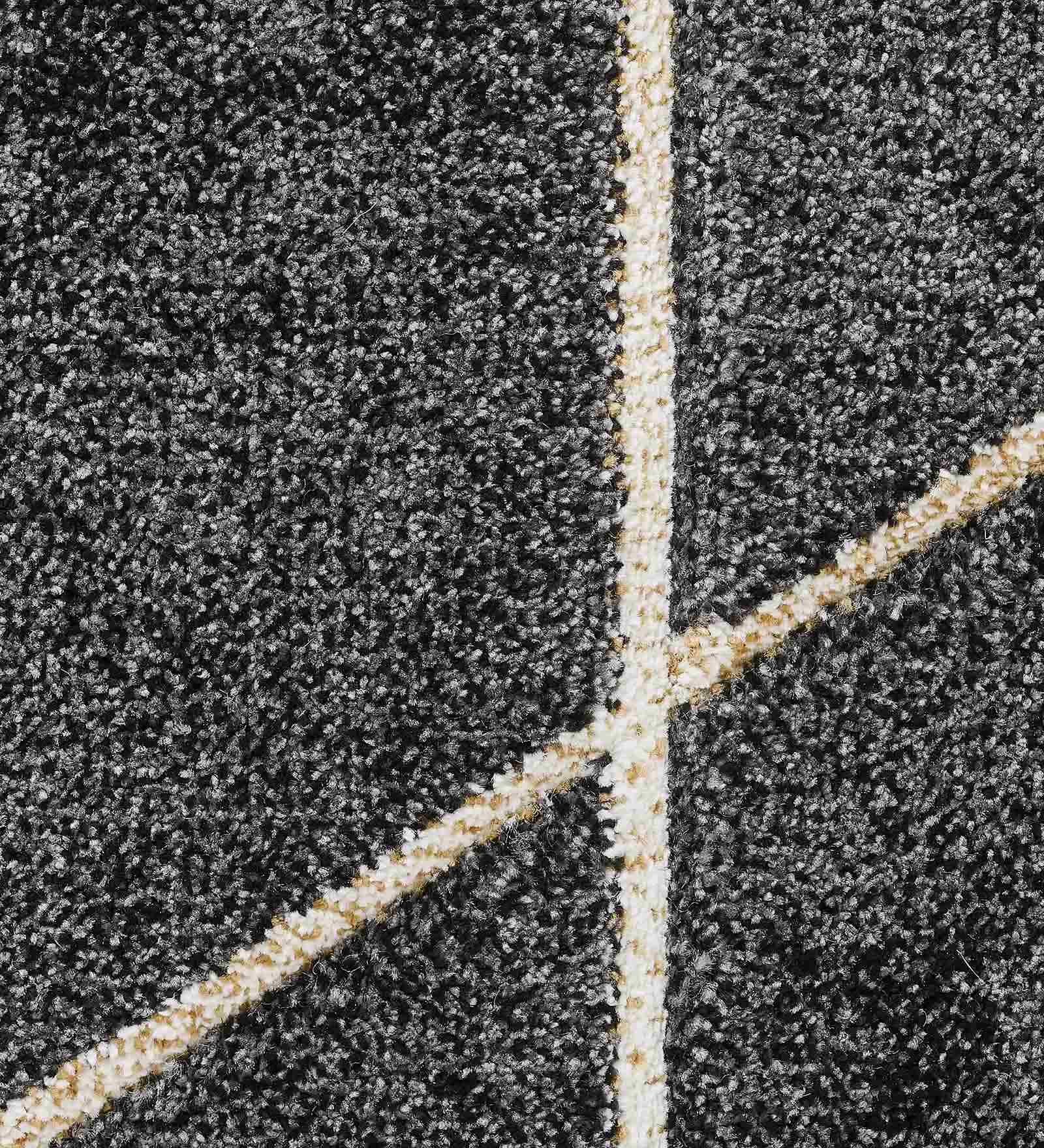 Diamond Geometric Bedside Runner Charcoal and Beige