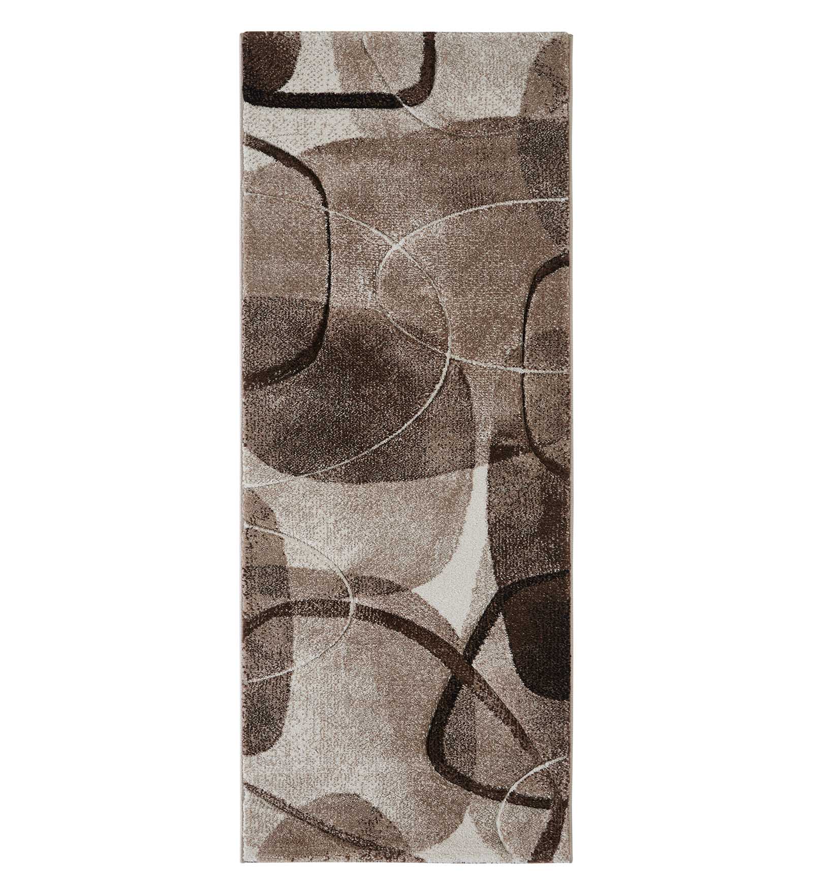 Diamond Polypropylene Abstract Runner Cream and Brown