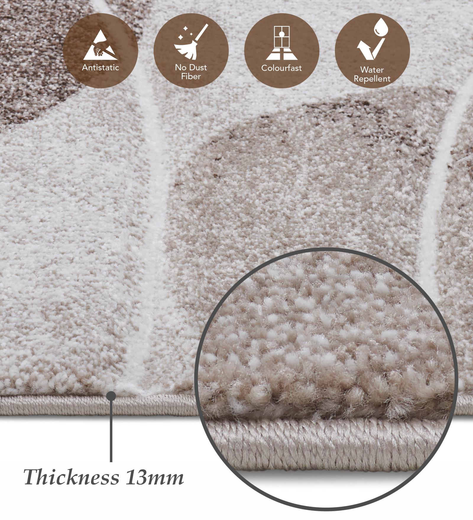 Diamond Polypropylene Abstract Runner Cream and Brown