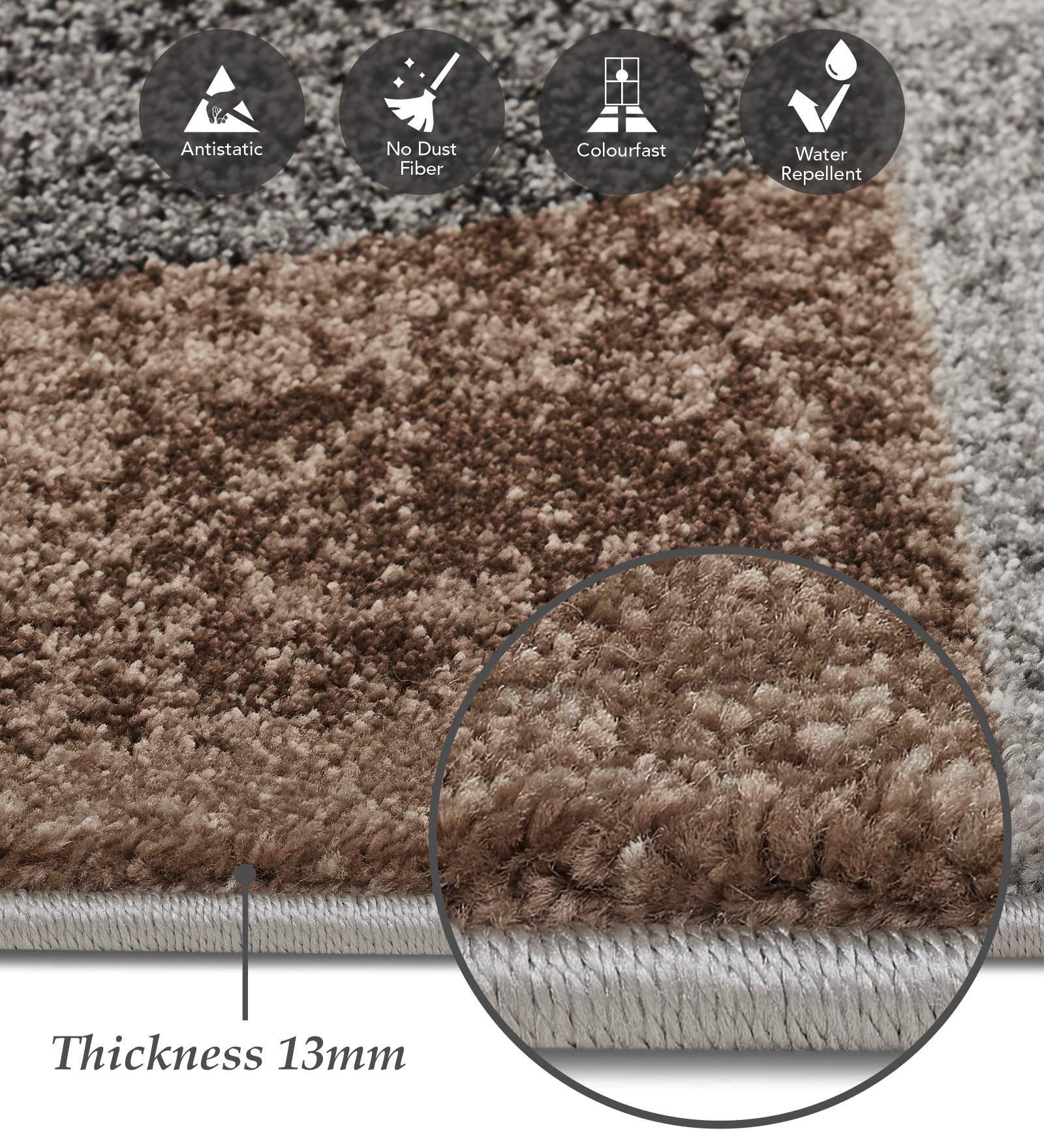 Diamond Geometric Bedside Runner L Brown and Cream