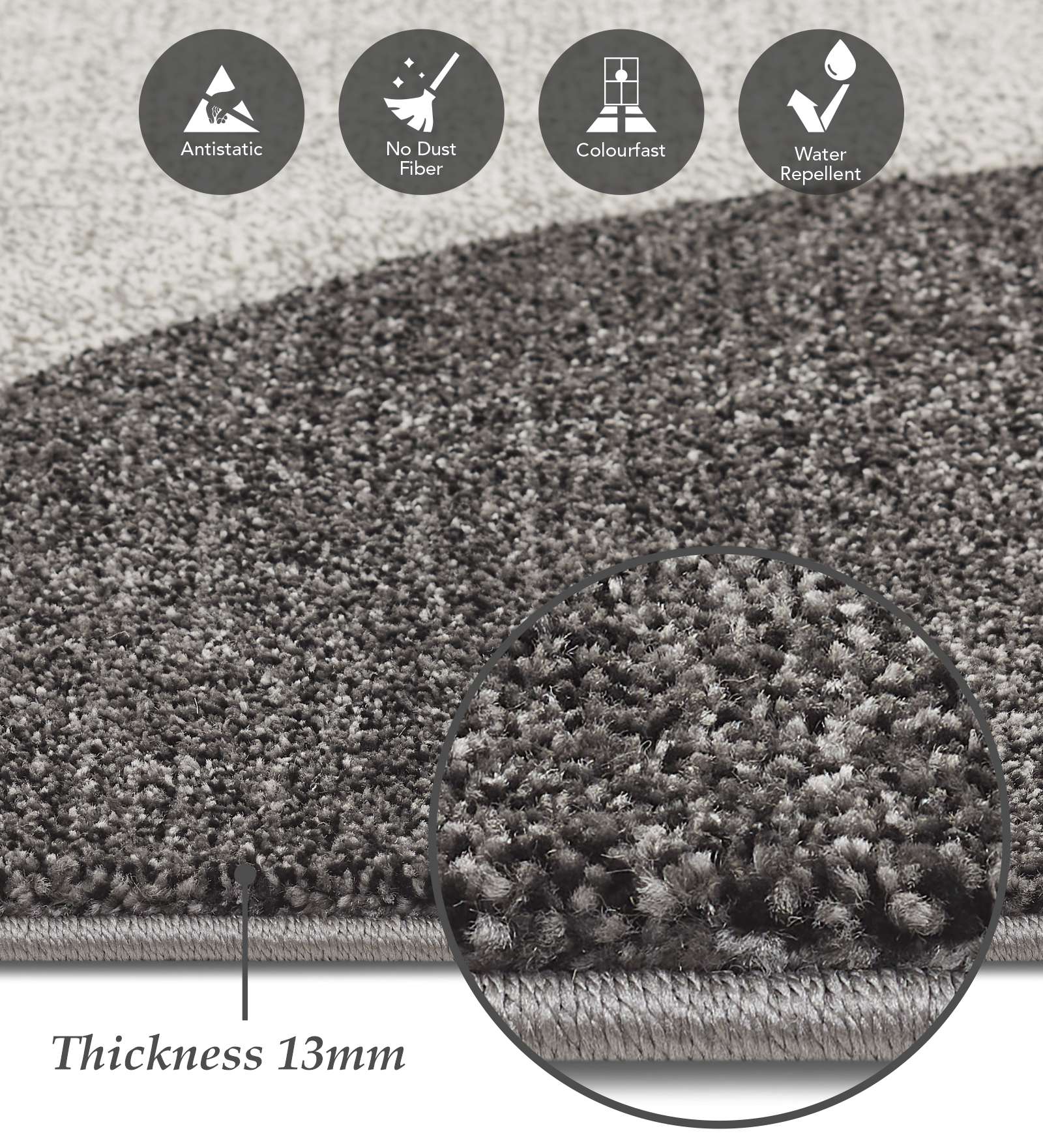 Diamond Geometric Bedside Runner Charcoal and Grey