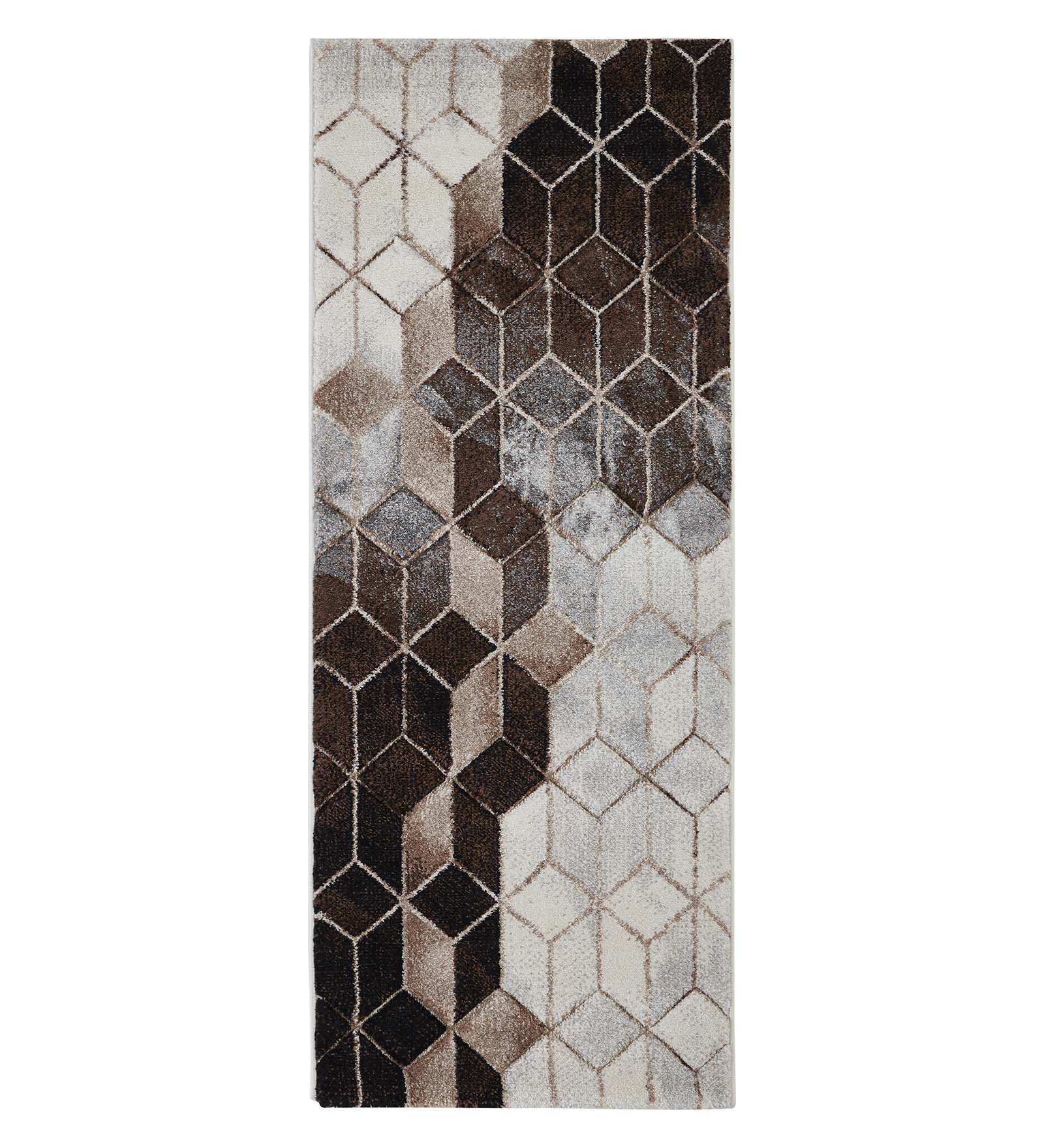 Diamond Polypropylene Geometric Runner Cream and D.Brown