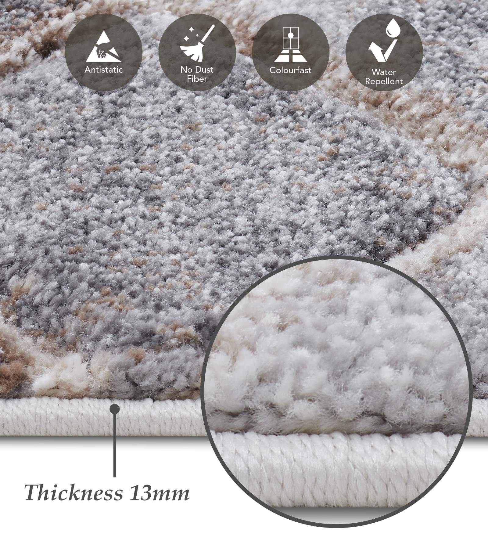 Diamond Polypropylene Geometric Runner Cream and D.Brown