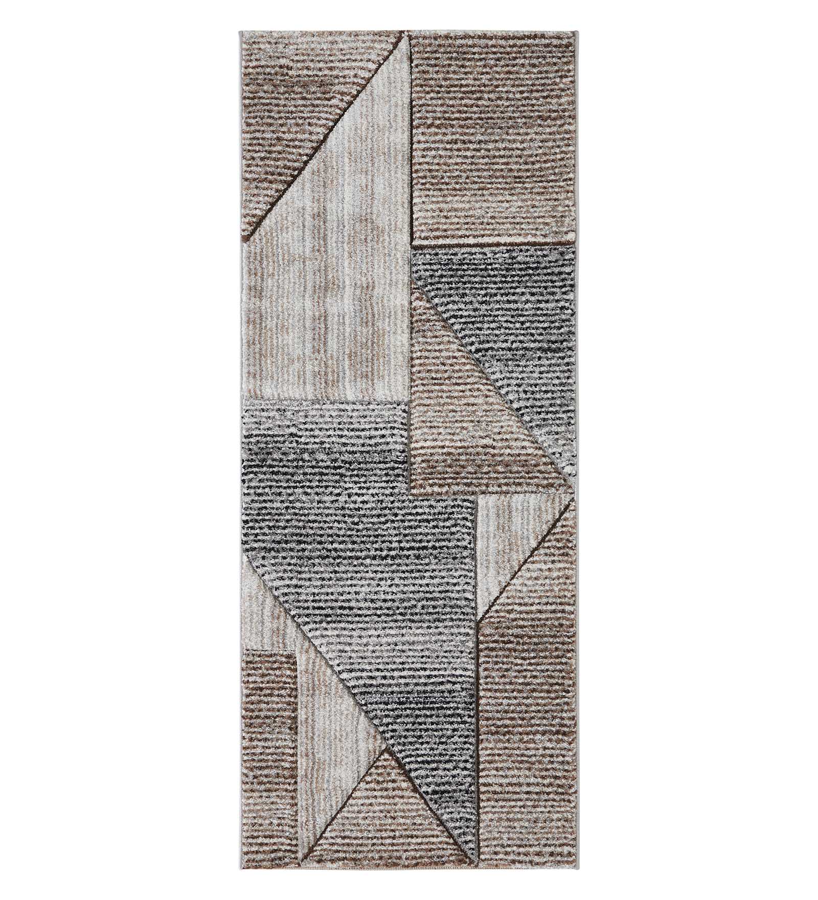 Diamond Polypropylene Geometric Runner Brown and Grey