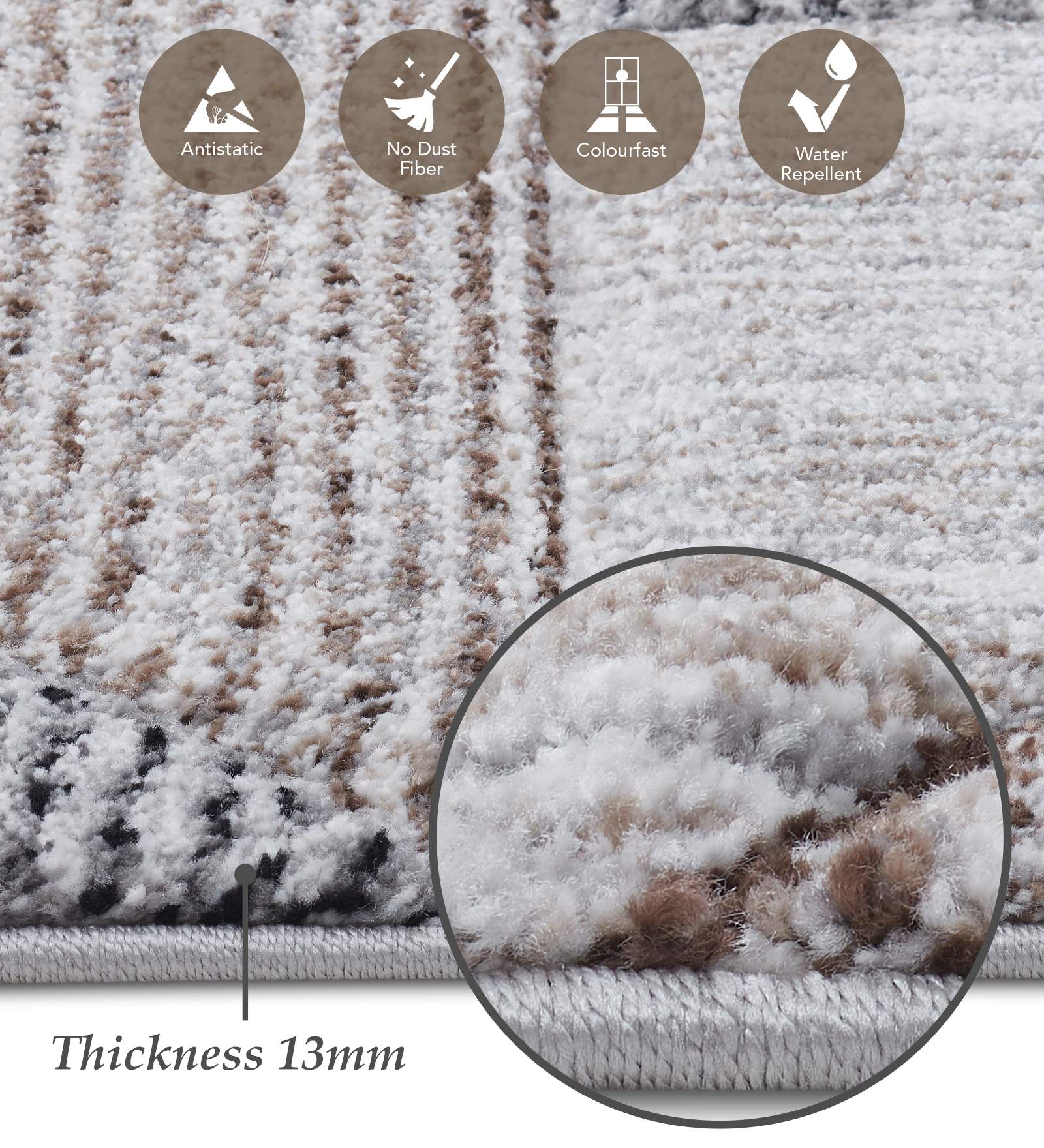 Diamond Polypropylene Geometric Runner Brown and Grey