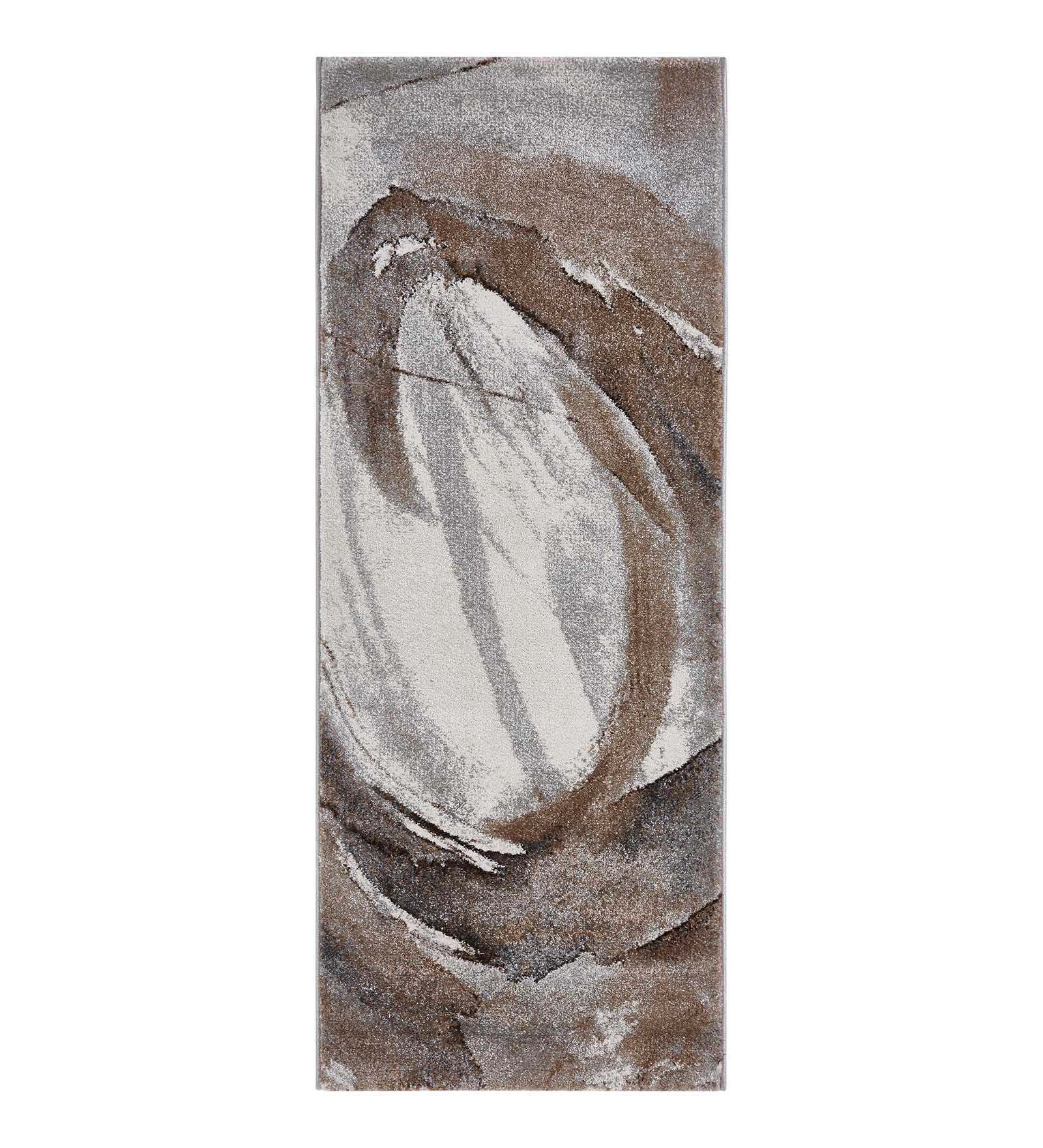 Diamond Abstract Bedside Runner L.Brown and Cream