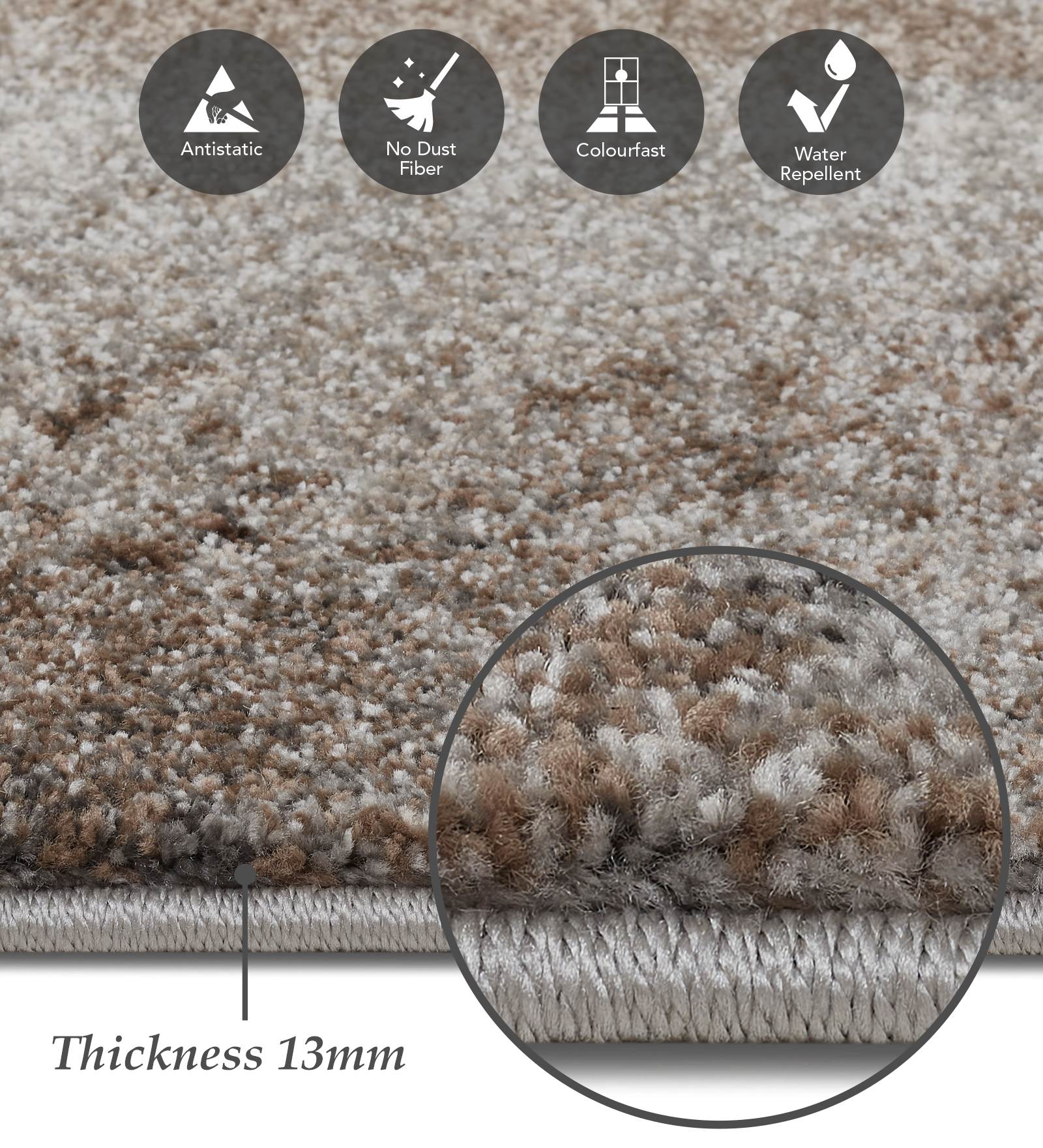 Diamond Abstract Bedside Runner L.Brown and Cream