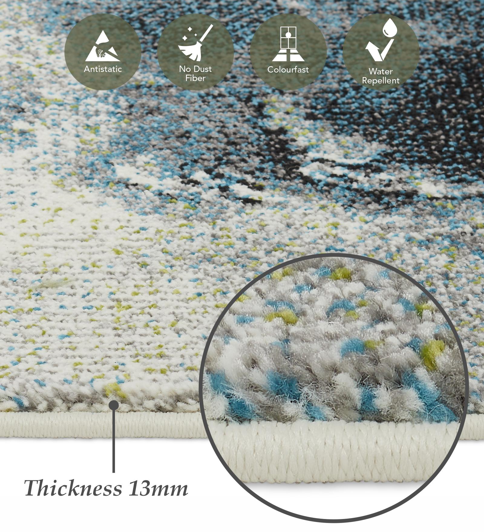 Diamond Abstract Machine Made Runner Blue and Grey