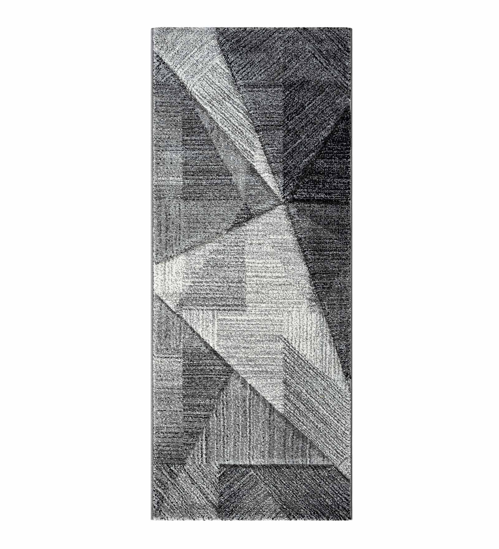 Diamond Geometric Bedside Runner Grey