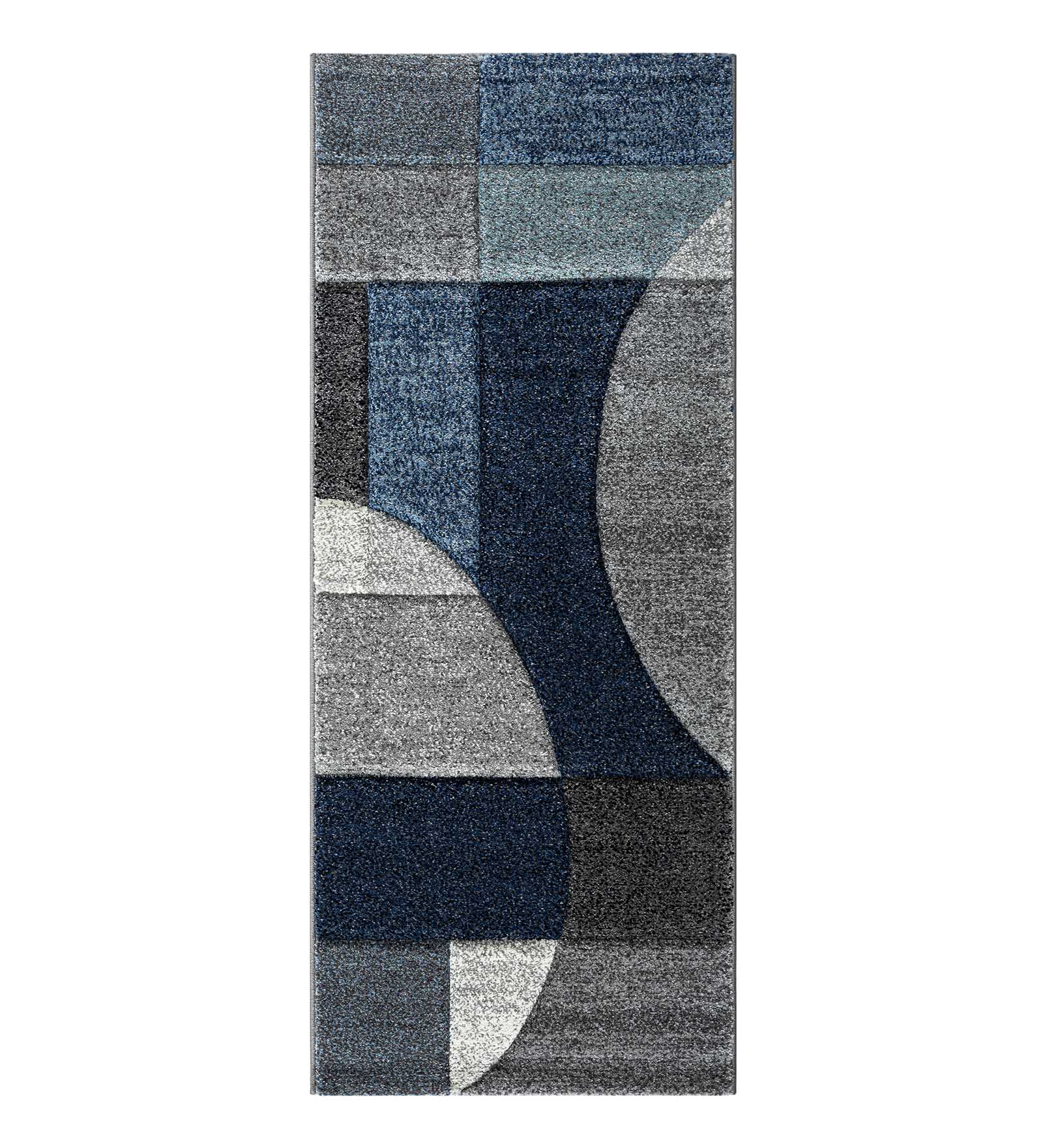 Diamond Geometric Bedside Runner Blue Grey
