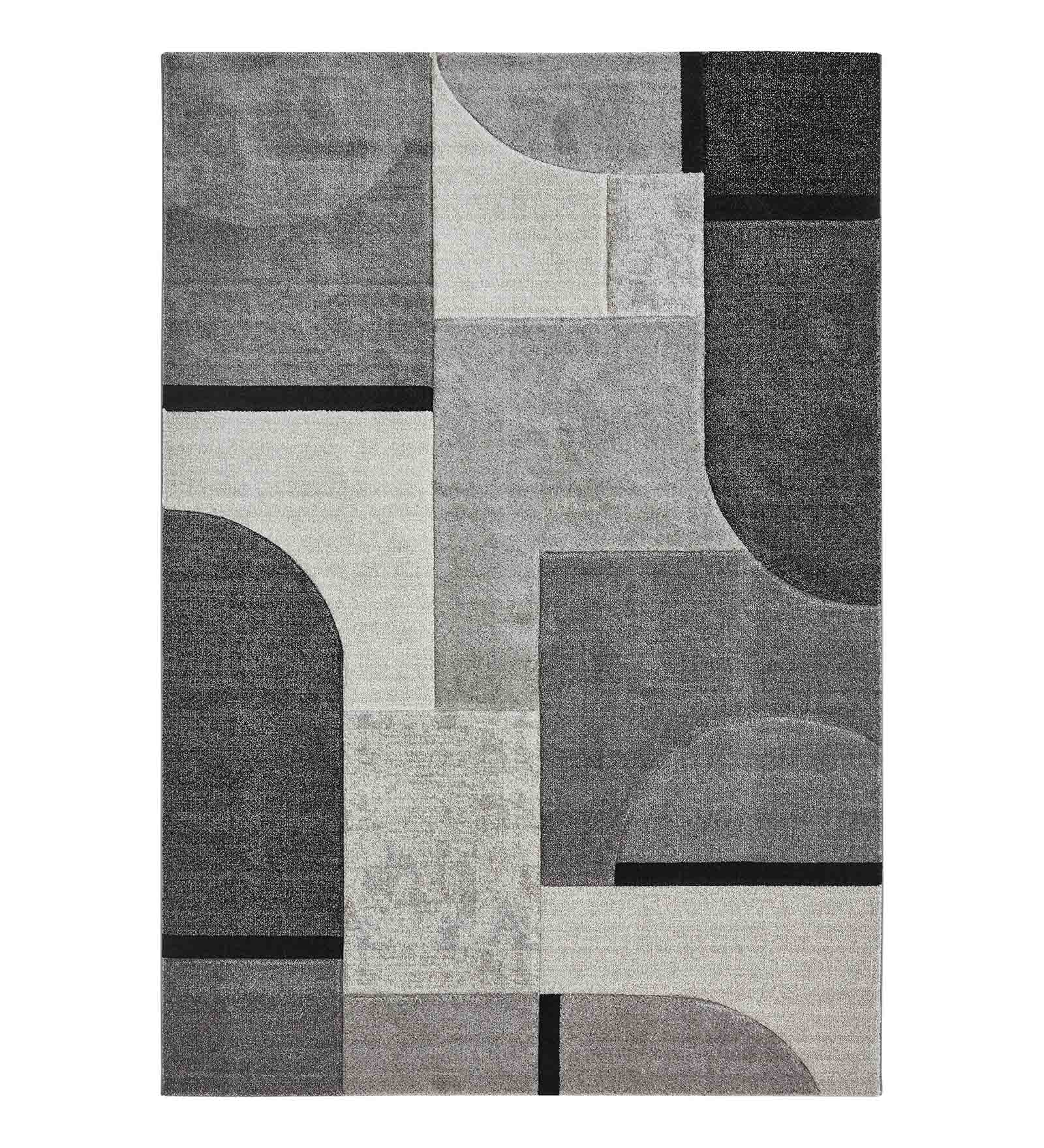 Diamond Geometric Machine Made Carpet Charcoal and Grey