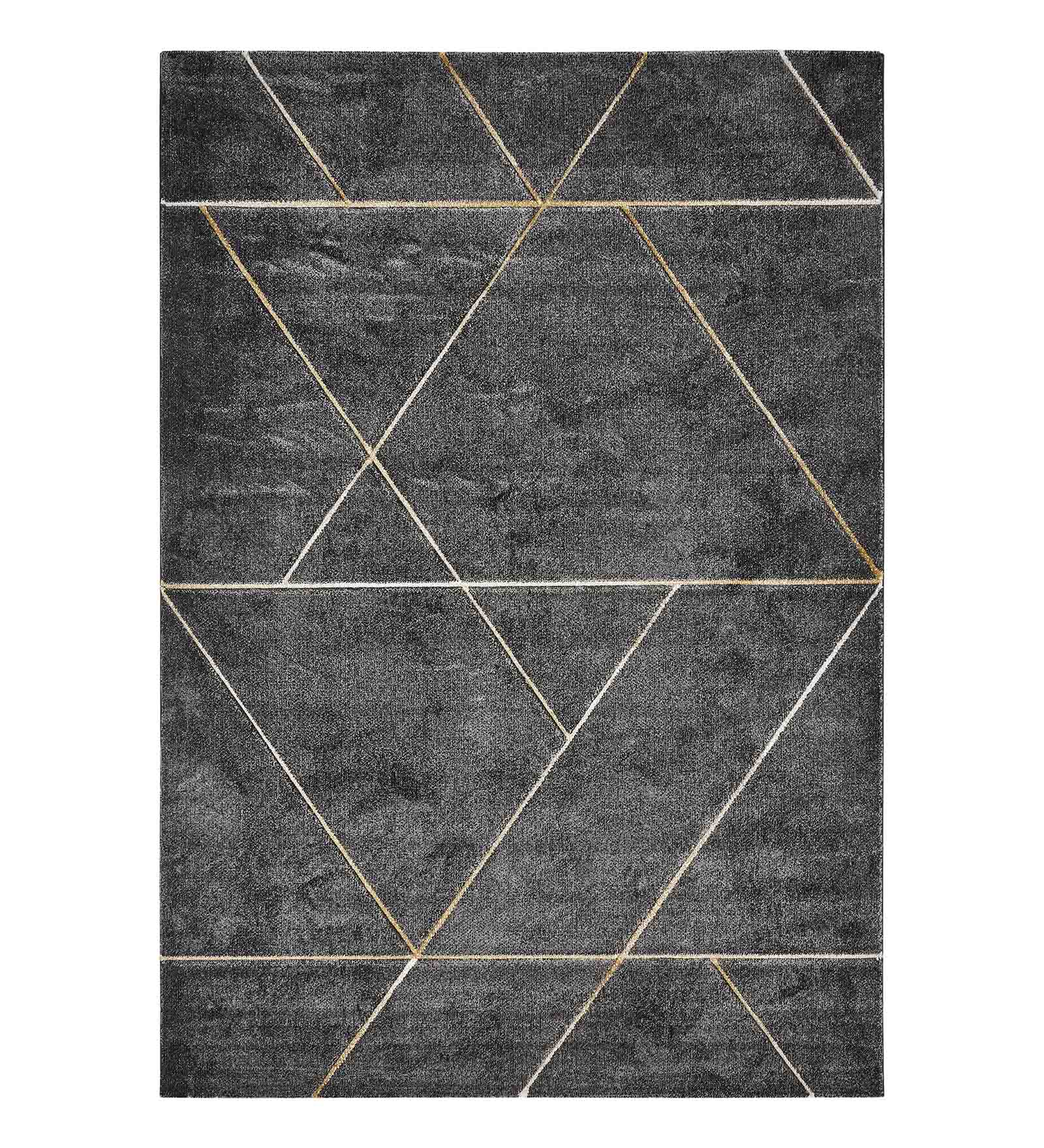Diamond Geometric Machine Made Carpet Charcoal and Beige