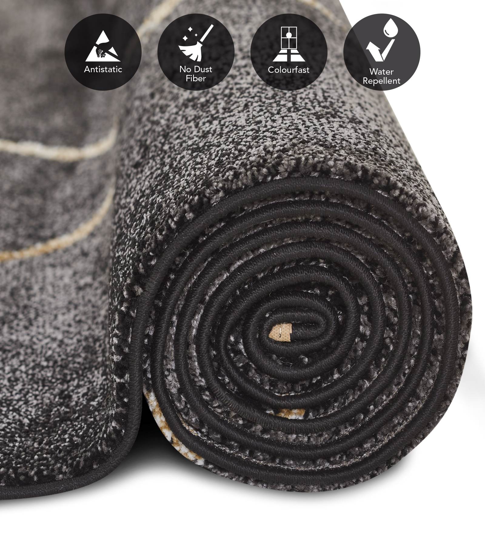 Diamond Geometric Machine Made Carpet Charcoal and Beige