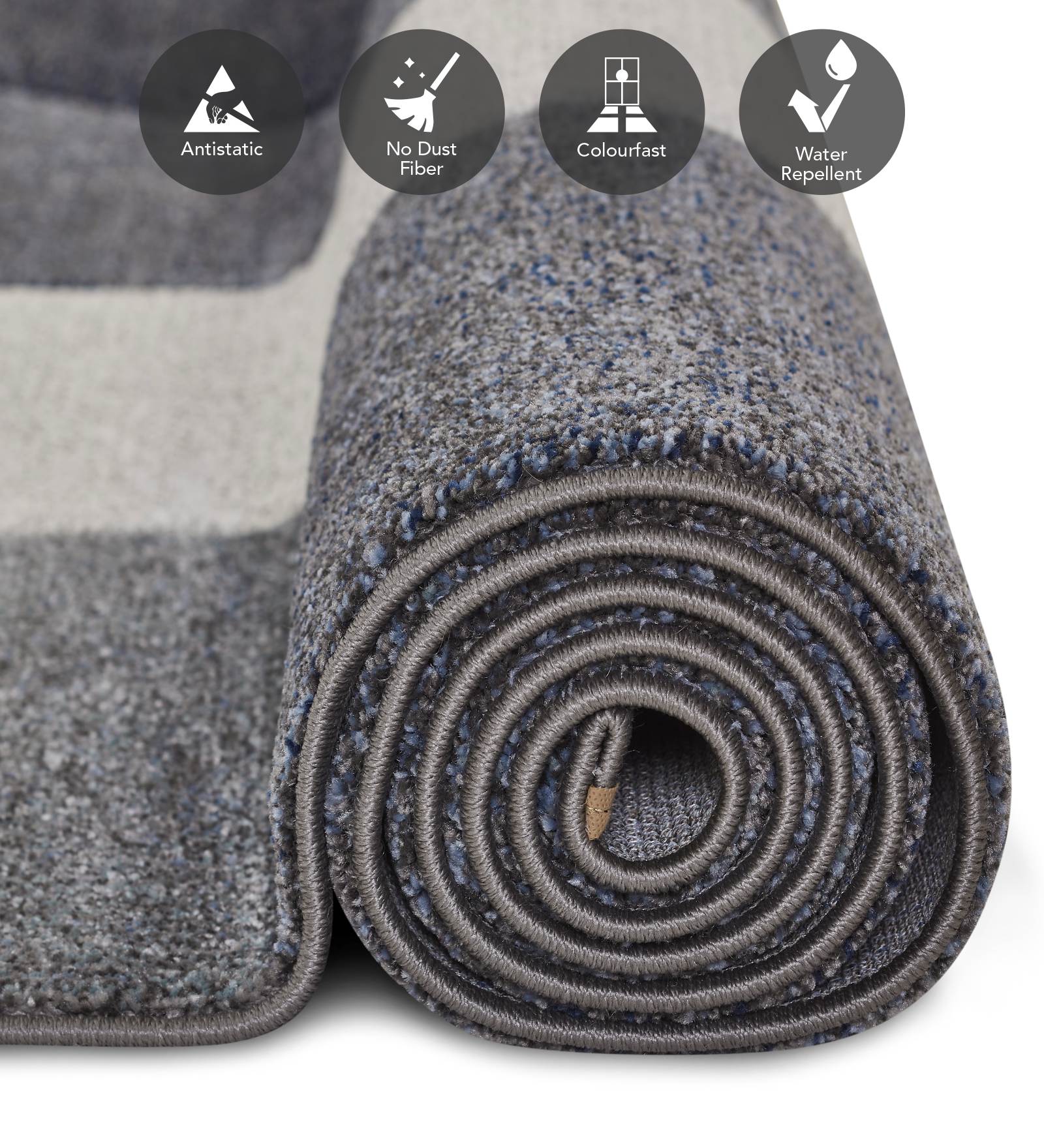 Diamond Geometric Machine Made Carpet L.Blue and Grey