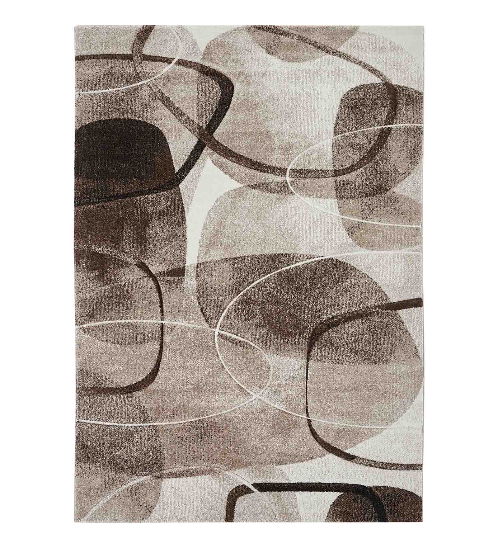 Diamond Polypropylene Abstract Carpet Cream and Brown