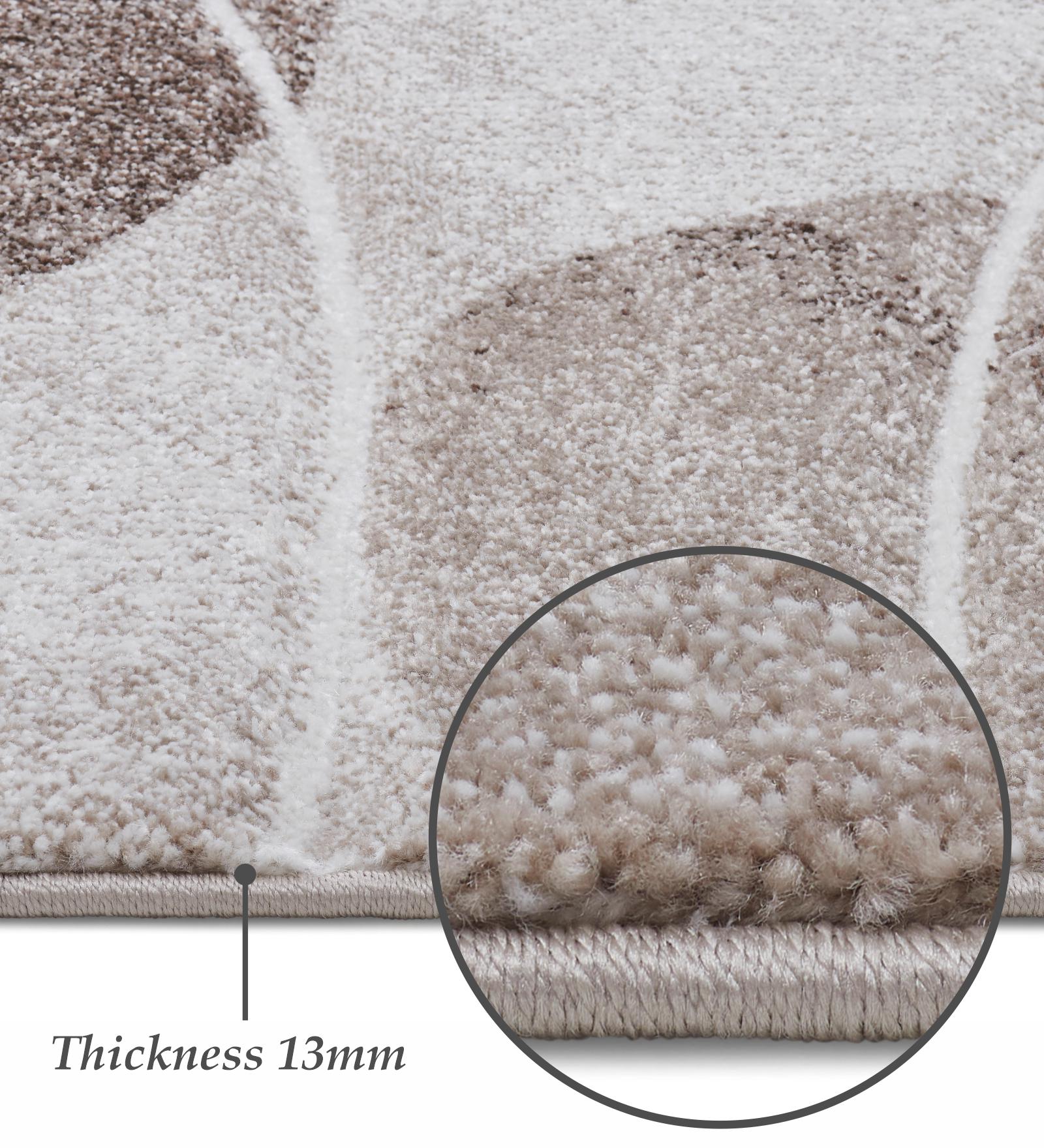 Diamond Polypropylene Abstract Carpet Cream and Brown