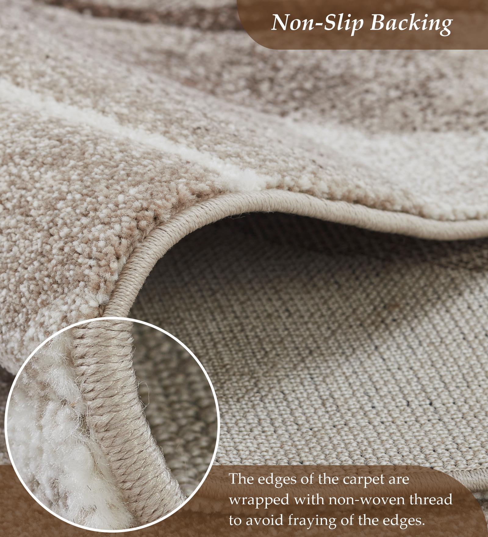 Diamond Polypropylene Abstract Carpet Cream and Brown