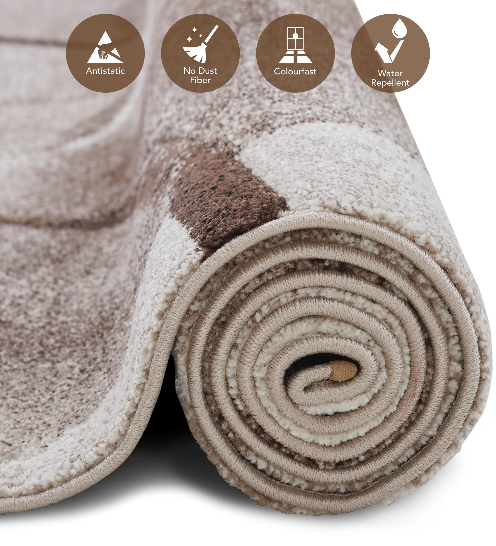 Diamond Polypropylene Abstract Carpet Cream and Brown