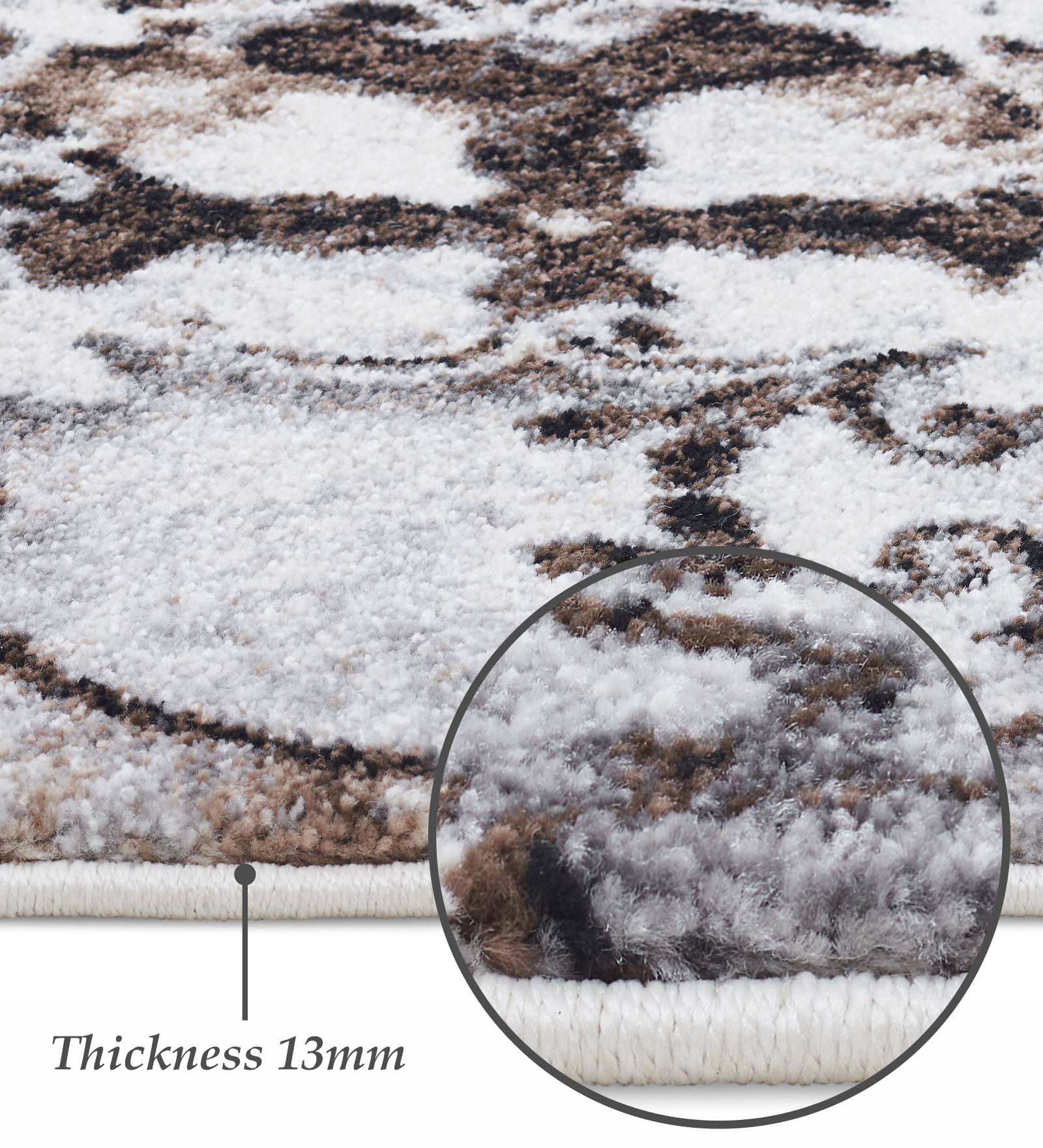 Diamond Polypropylene Moroccon Carpet Brown and Grey