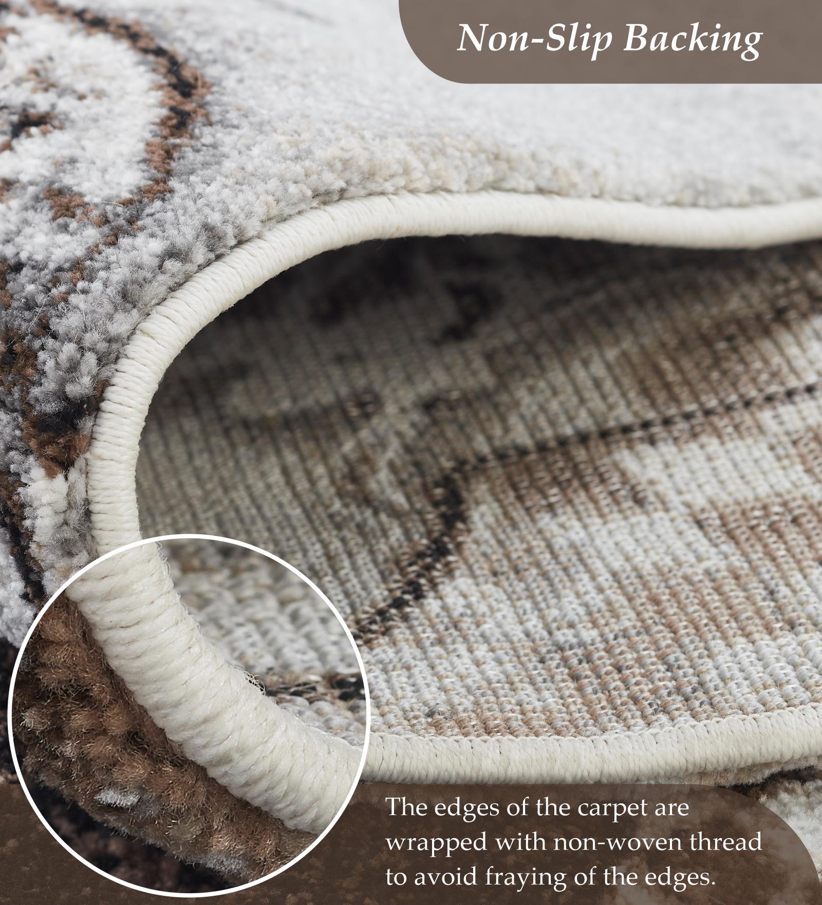 Diamond Polypropylene Moroccon Carpet Brown and Grey