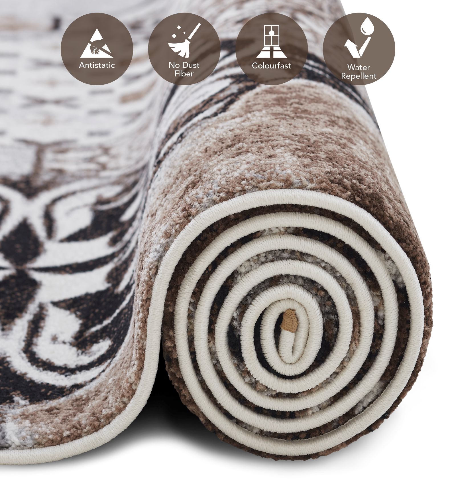 Diamond Polypropylene Moroccon Carpet Brown and Grey