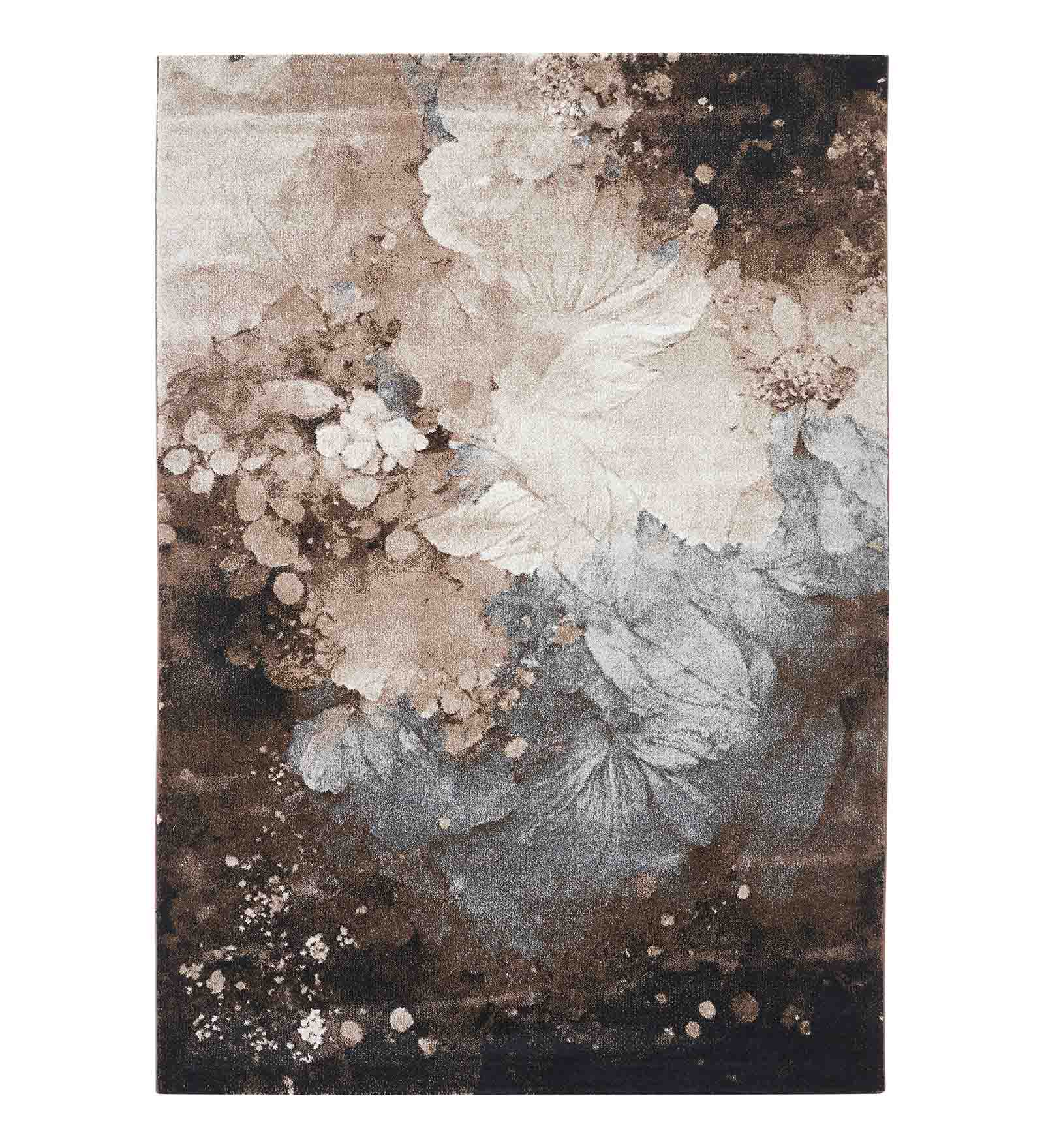 Diamond Polypropylene Floral Carpet Brown and Cream