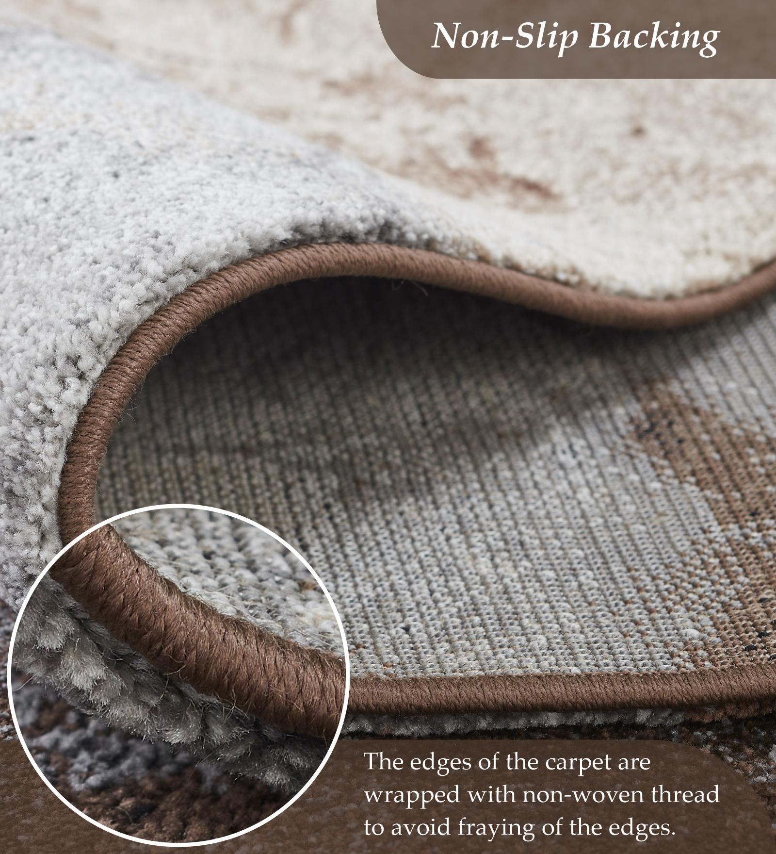 Diamond Polypropylene Floral Carpet Brown and Cream