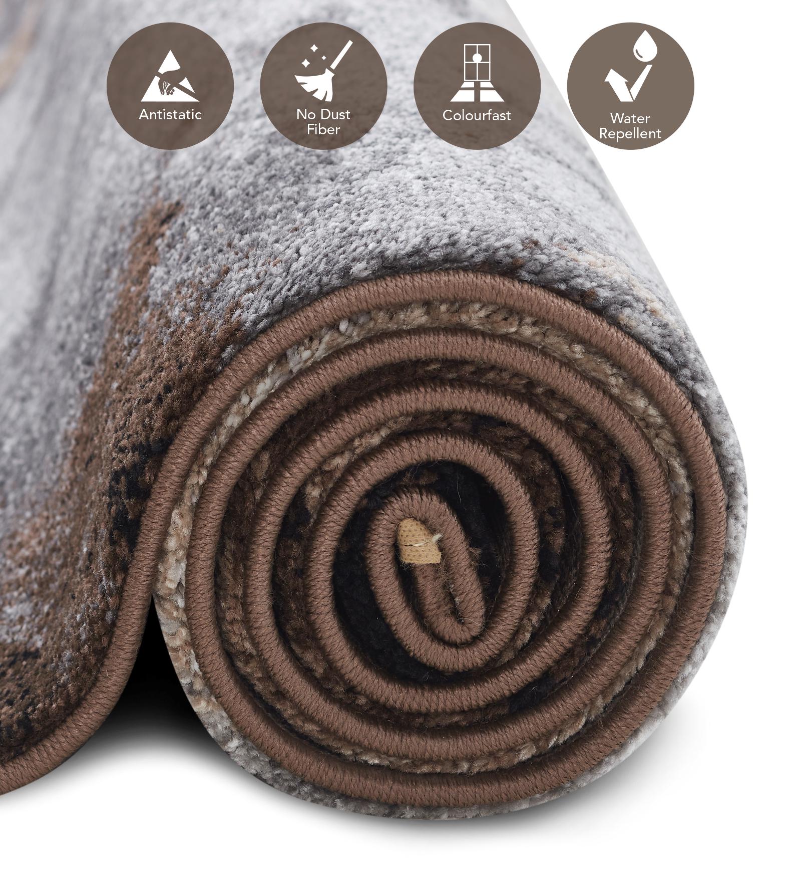 Diamond Polypropylene Floral Carpet Brown and Cream