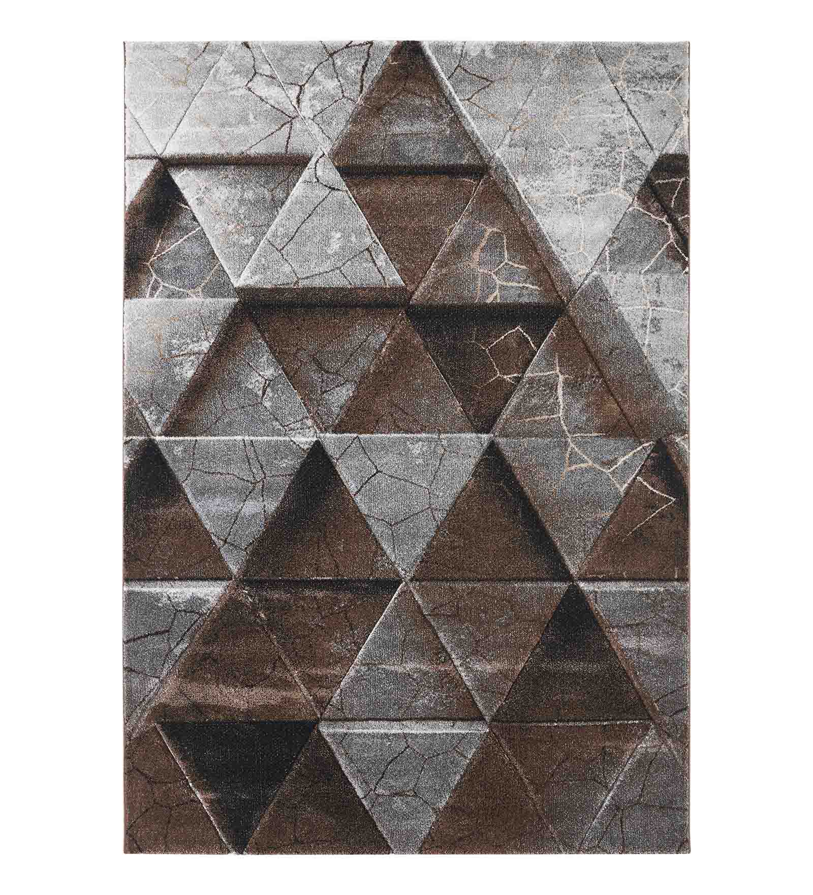 Diamond Polypropylene Geometric Carpet Grey and Brown