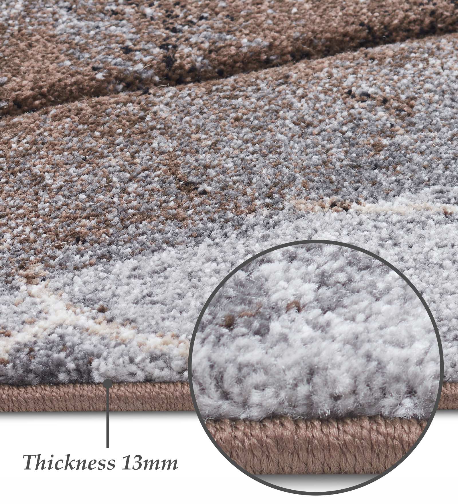 Diamond Polypropylene Geometric Carpet Grey and Brown