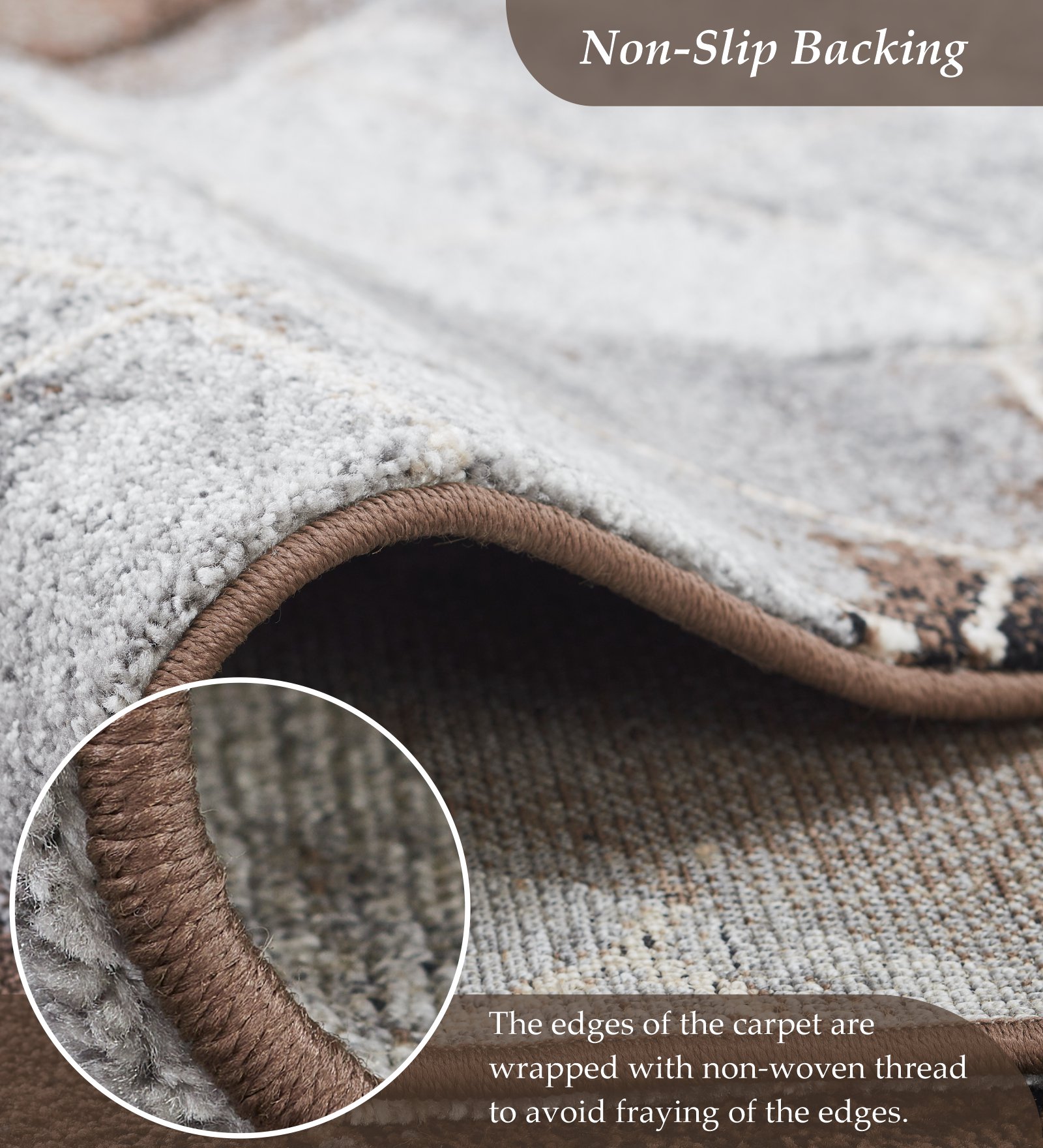 Diamond Polypropylene Geometric Carpet Grey and Brown